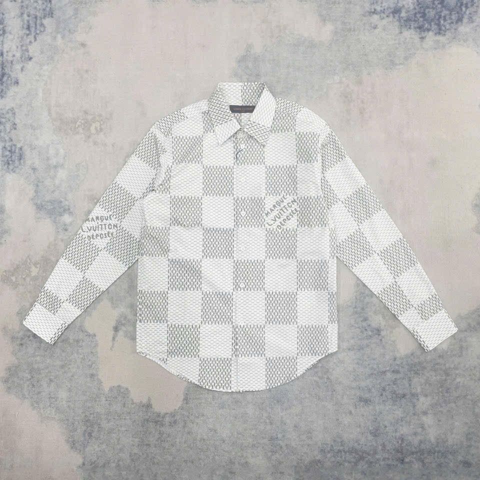 ÁO SƠ MI LOUIS VUITTON DAMIER MARQUE (WHITE)