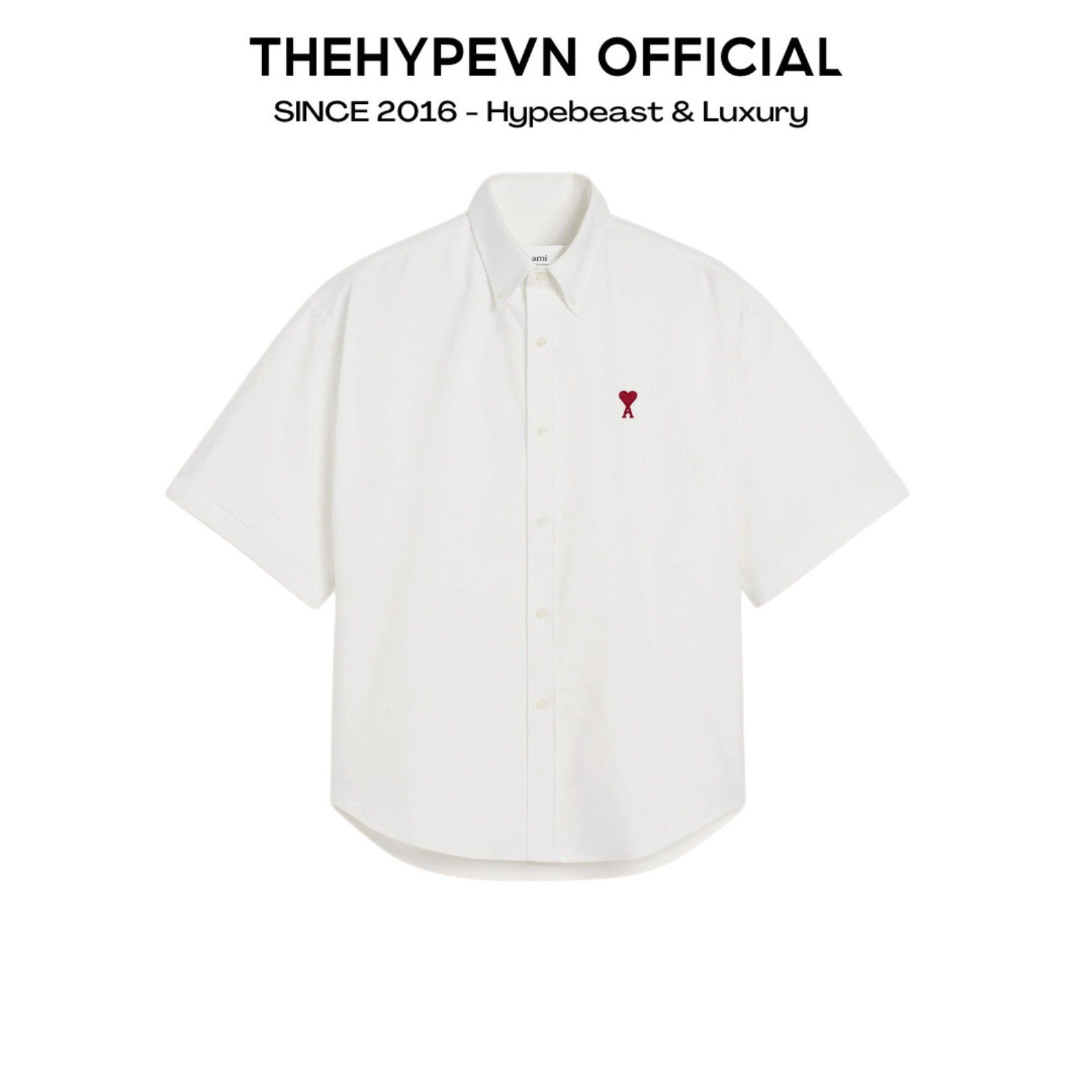ÁO SƠ MI AMI PARIS BOXY SHORT SLEEVE OXFORD (CRAIE)