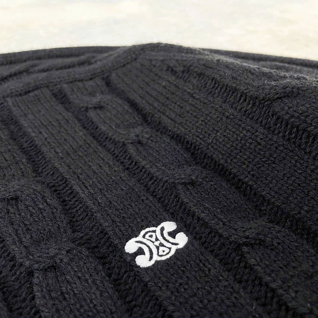 ÁO CARDIGAN CELINE TRIOMPHE CABLE KNIT CASHMERE (BLACK)