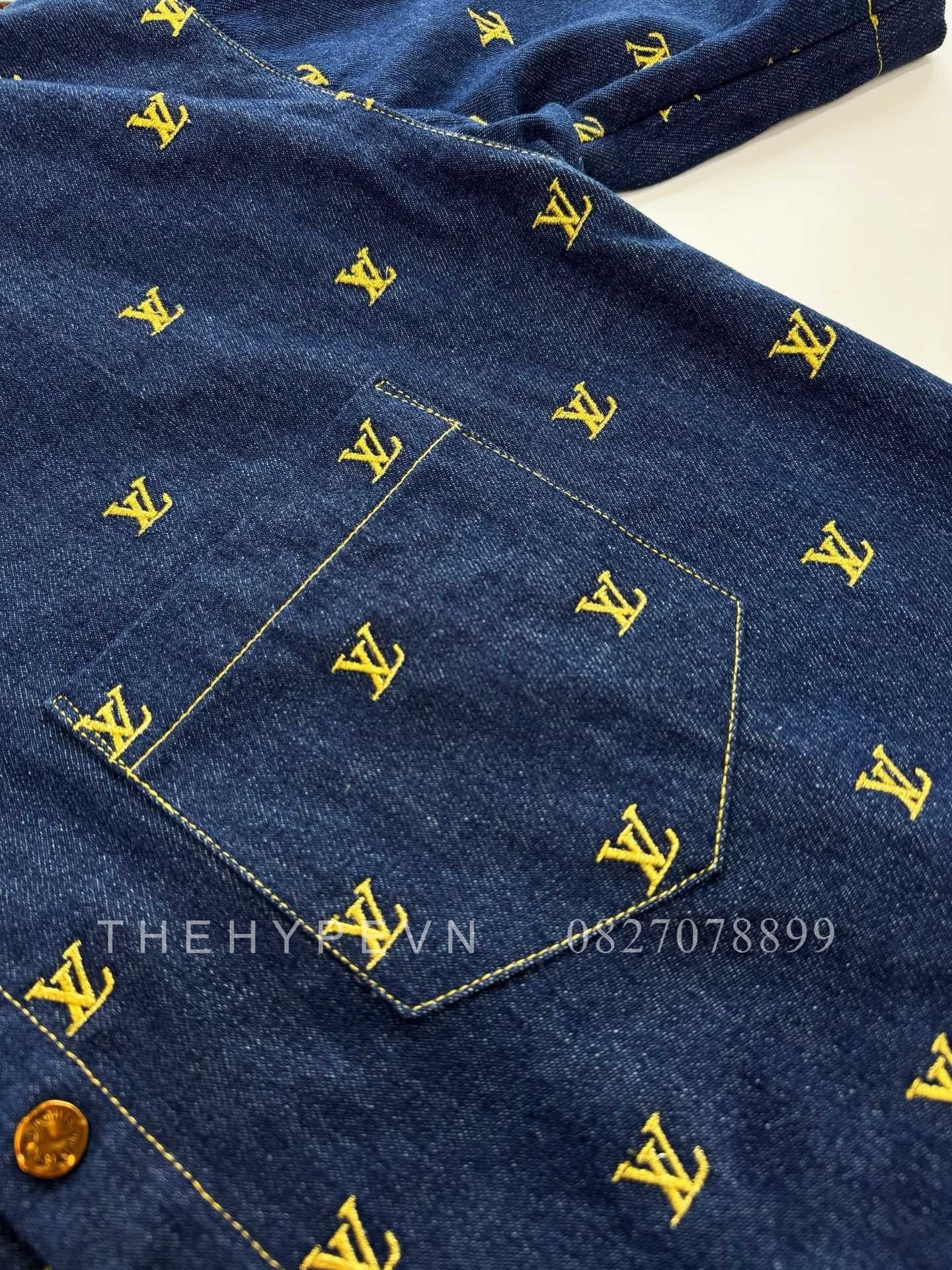 ÁO SƠ MI LOUIS VUITTON LV SIGNATURE GOLD MONOGRAM BLASON JACKET (BLUE DENIM)