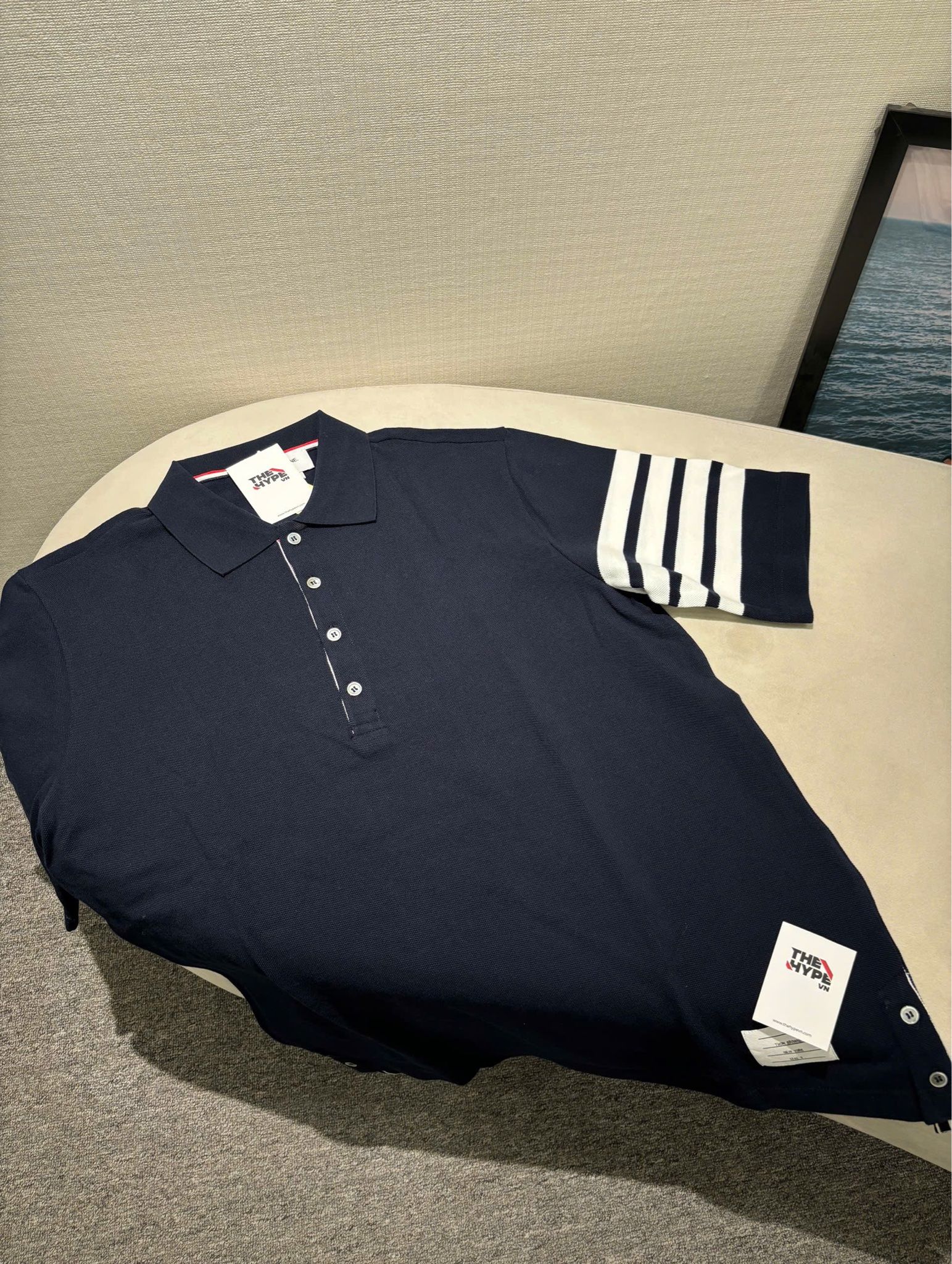ÁO POLO THOM BROWNE 4 BAR STRIPE (NAVY)