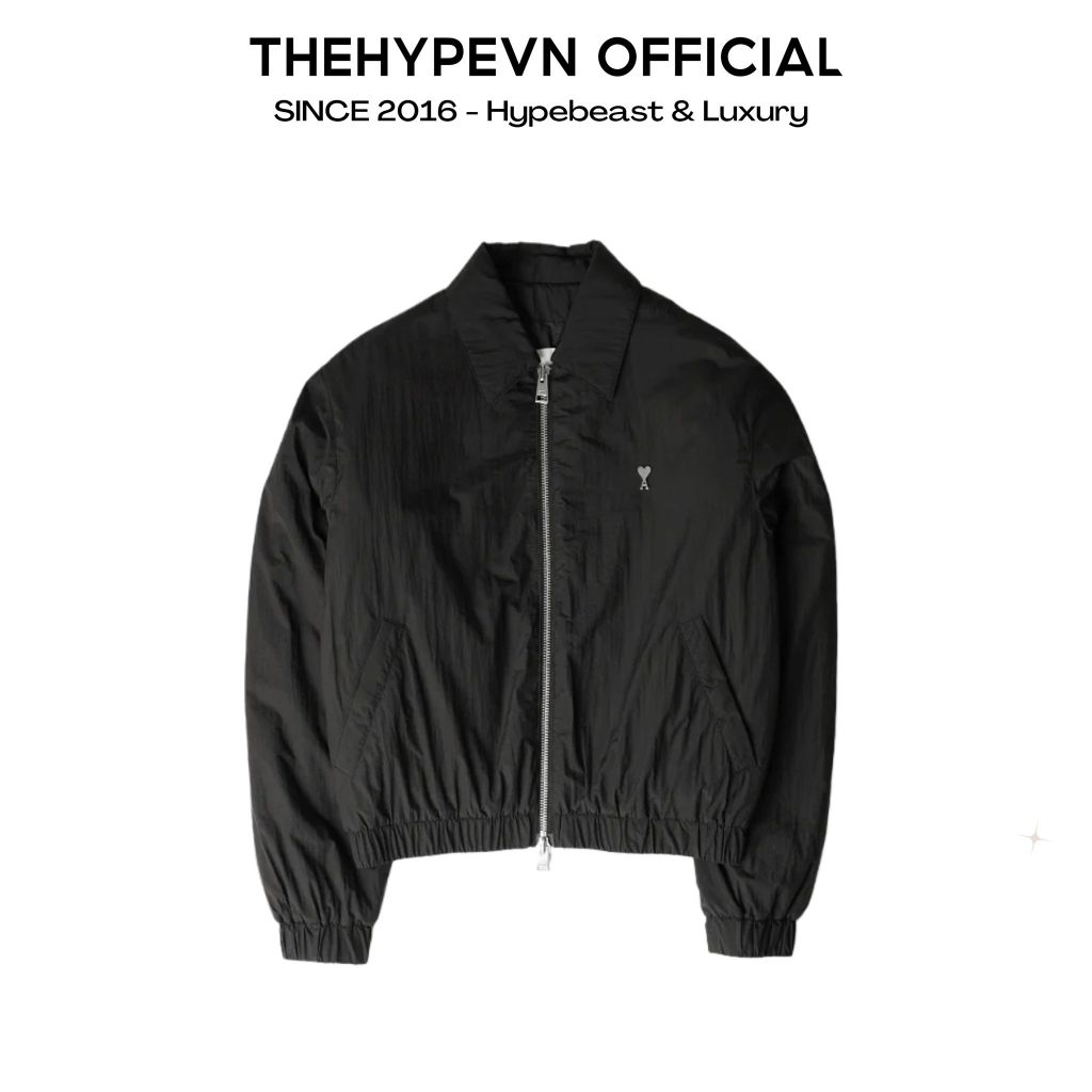 ÁO KHOÁC AMI PARIS CLASSIC ZIP HEART JACKET NYLON (BLACK)