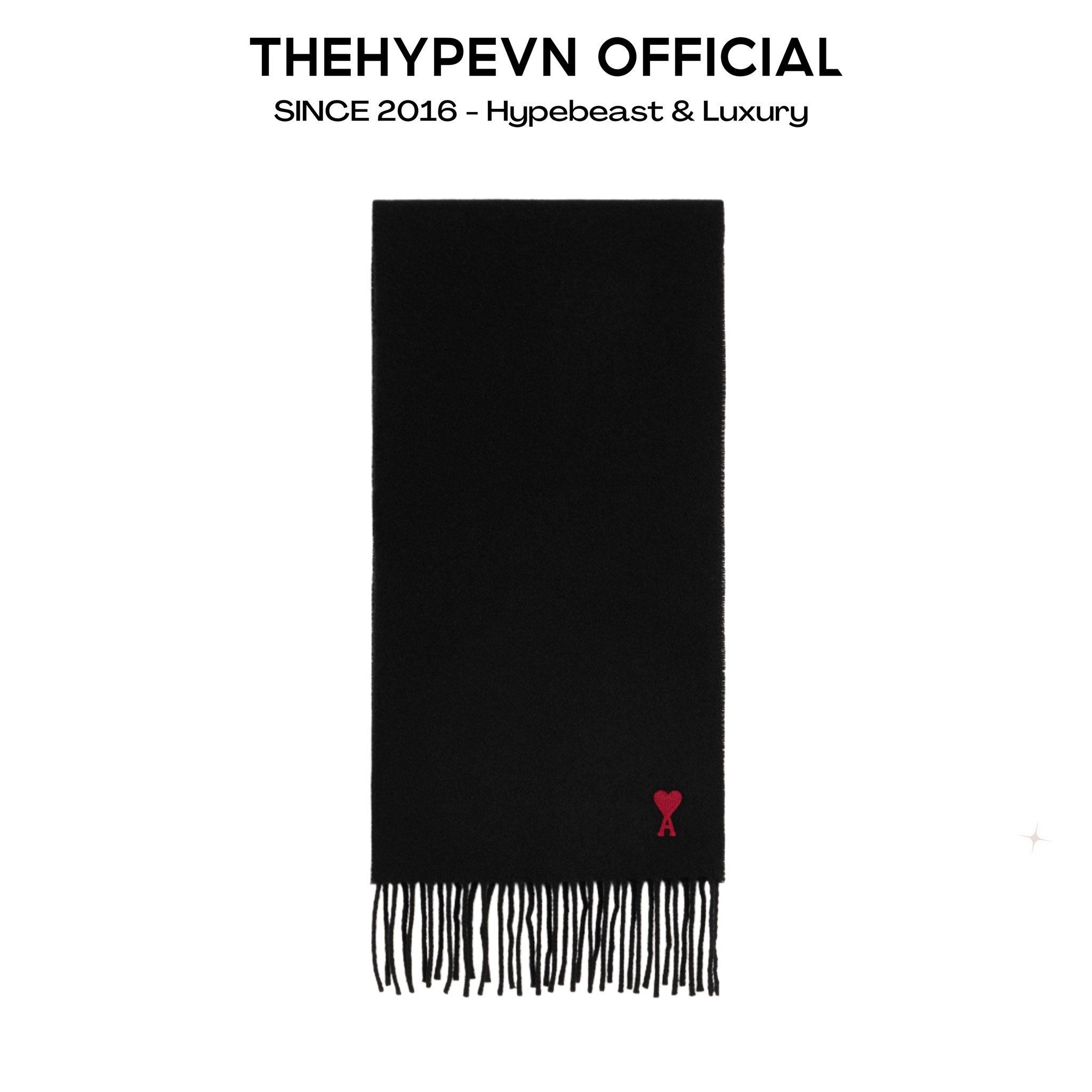 KHĂN AMI PARIS FRINGED WOOL SCARF (BLACK)