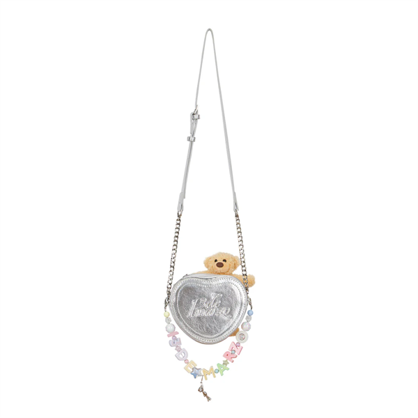 13DE MARZO Logo Pendent Heart Bag (Silver) Best Quality