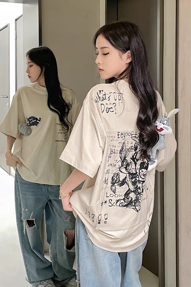 Áo 13De Marzo x LOONEY TUNES Bugs Bunny Sketch Moonbeam (Cream) Best Quality