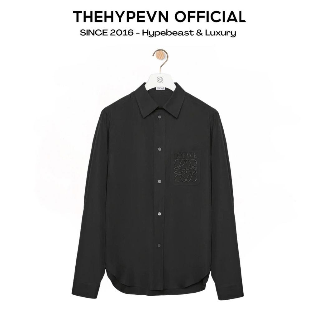 ÁO SƠ MI LOEWE ANAGRAM LOGO PATCH (BLACK)