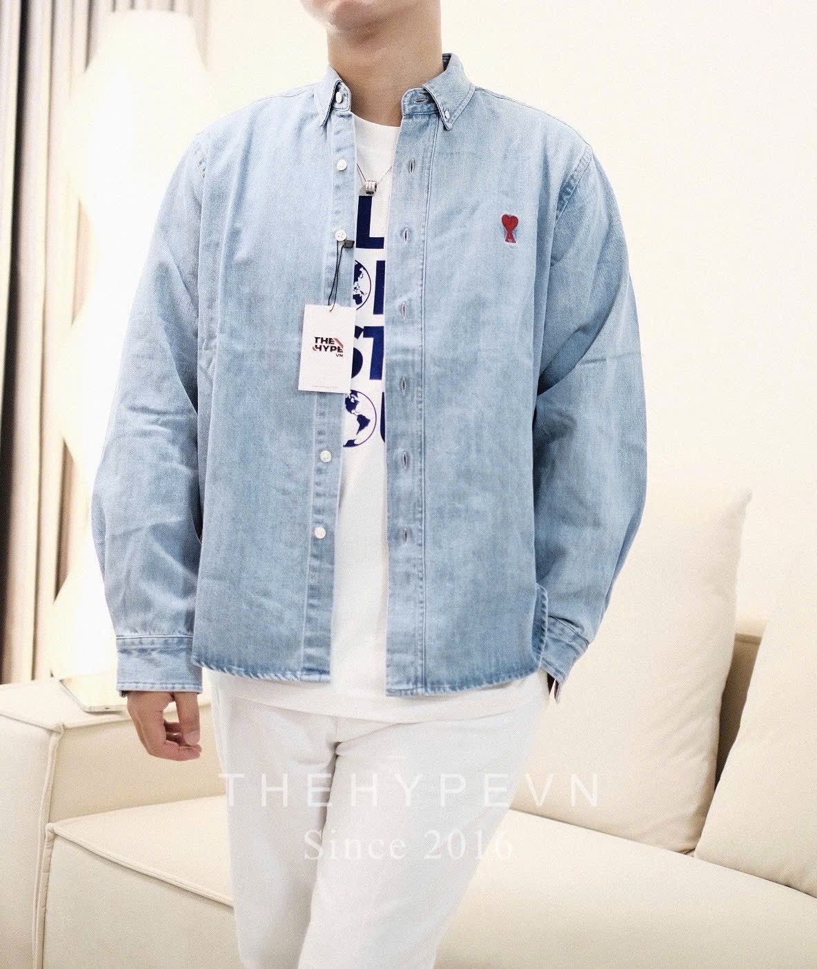 ÁO SƠ MI AMI PARIS CHEMISE HEART (BLUE DENIM)