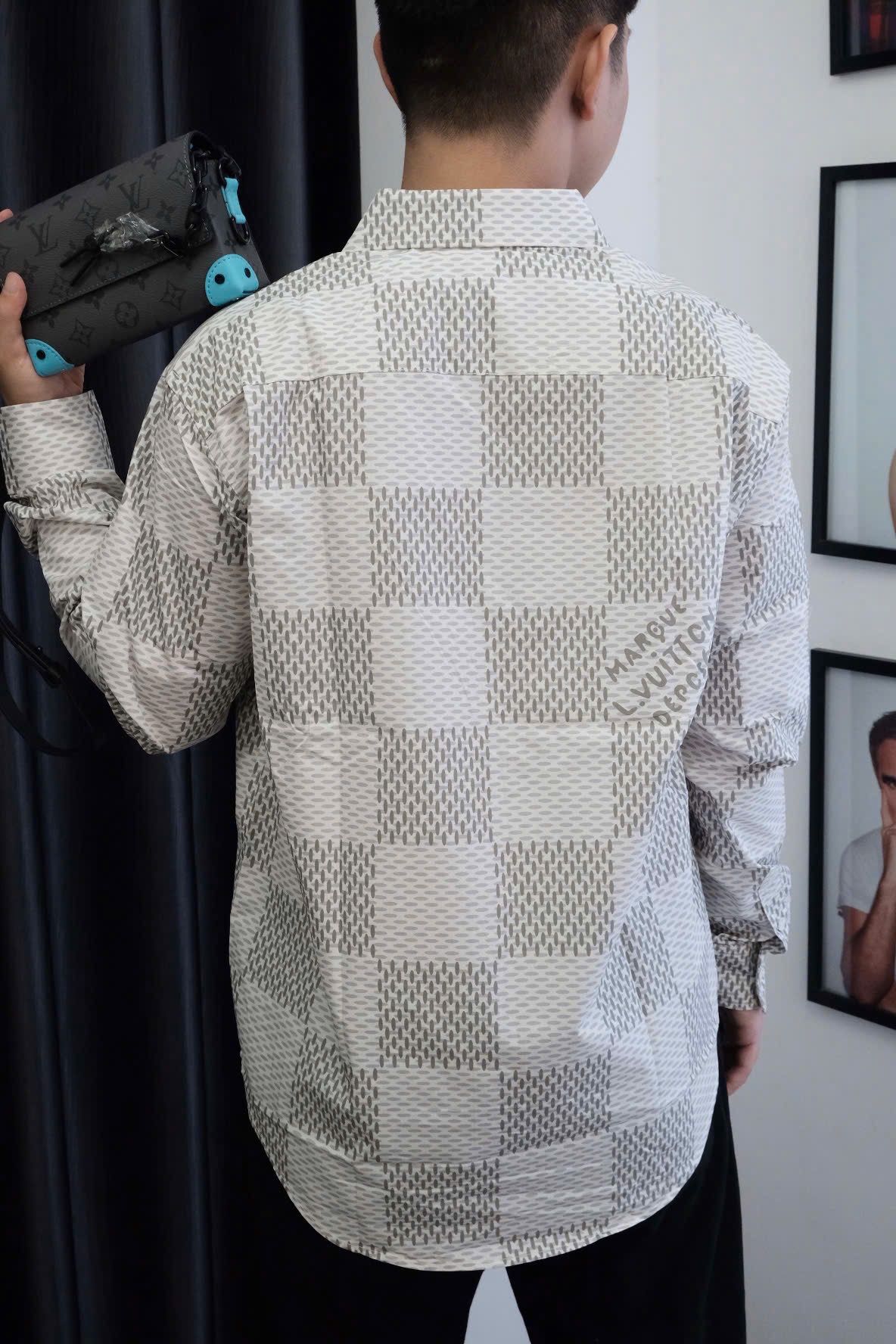ÁO SƠ MI LOUIS VUITTON DAMIER MARQUE (WHITE)