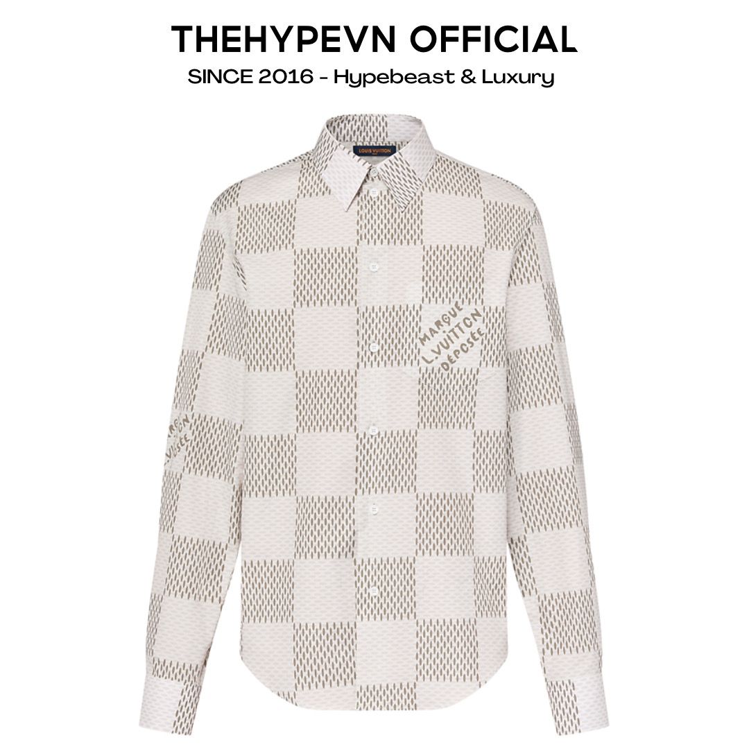 ÁO SƠ MI LOUIS VUITTON DAMIER MARQUE (WHITE)