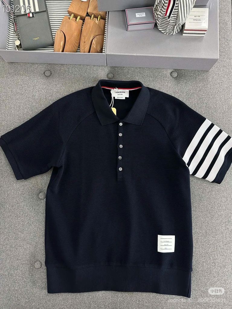 ÁO POLO THOM BROWNE TB OTTOMAN 4 BAR SADDLE (NAVY)