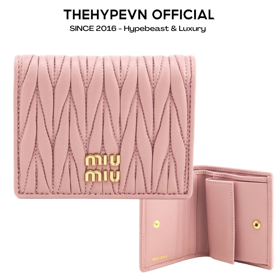 VÍ MIU MIU ALABASTER MATELASSE NAPPA WALLET (PINK)