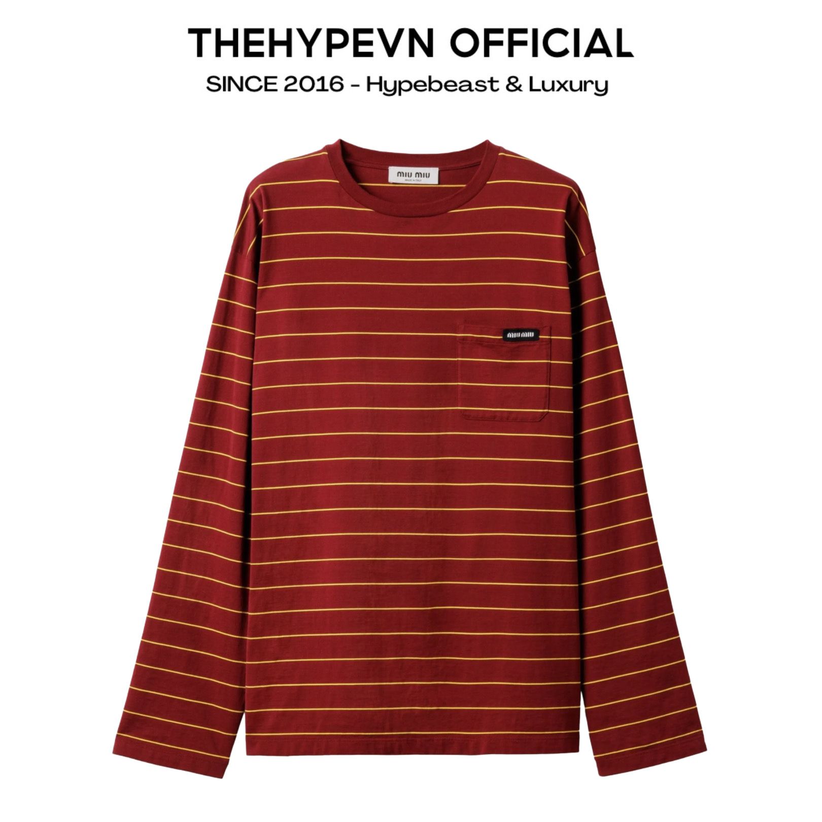 ÁO TAY DÀI MIU MIU JERSEY STRIPE (RED)
