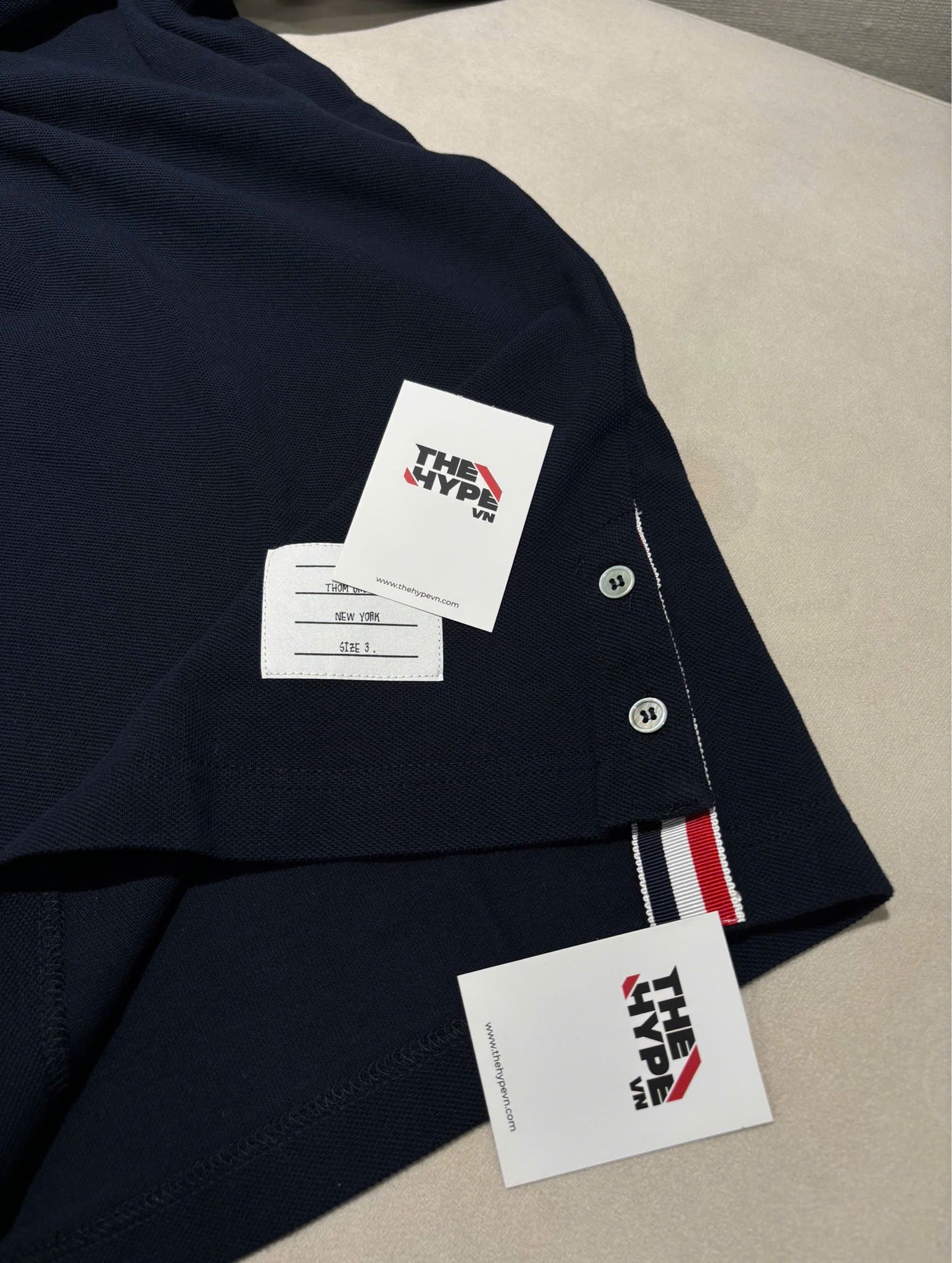 ÁO POLO THOM BROWNE 4 BAR STRIPE (NAVY)