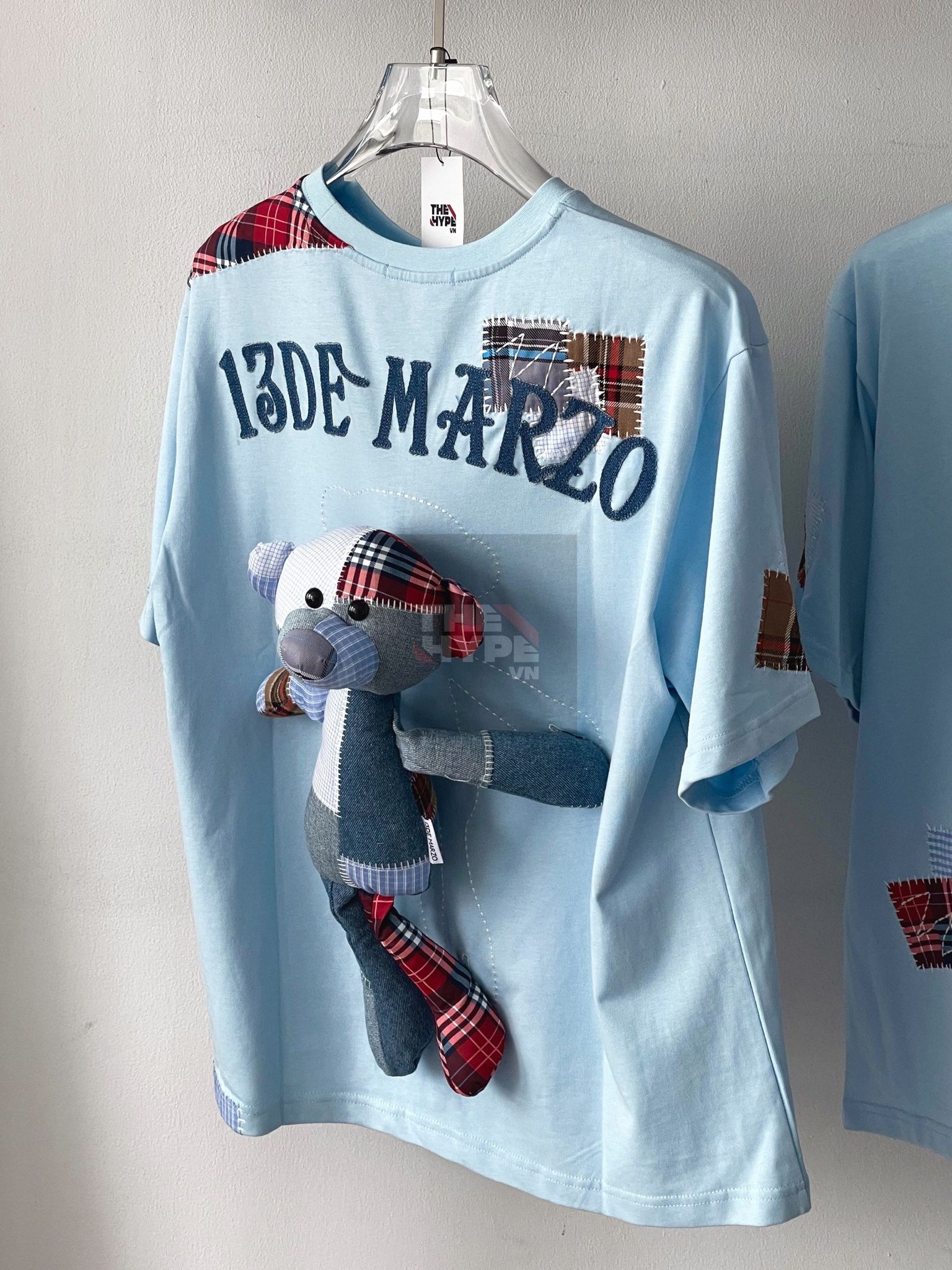 13DE MARZO TEE - Áo Thun Bear Patch Suture Denim (Blue) Best Quality