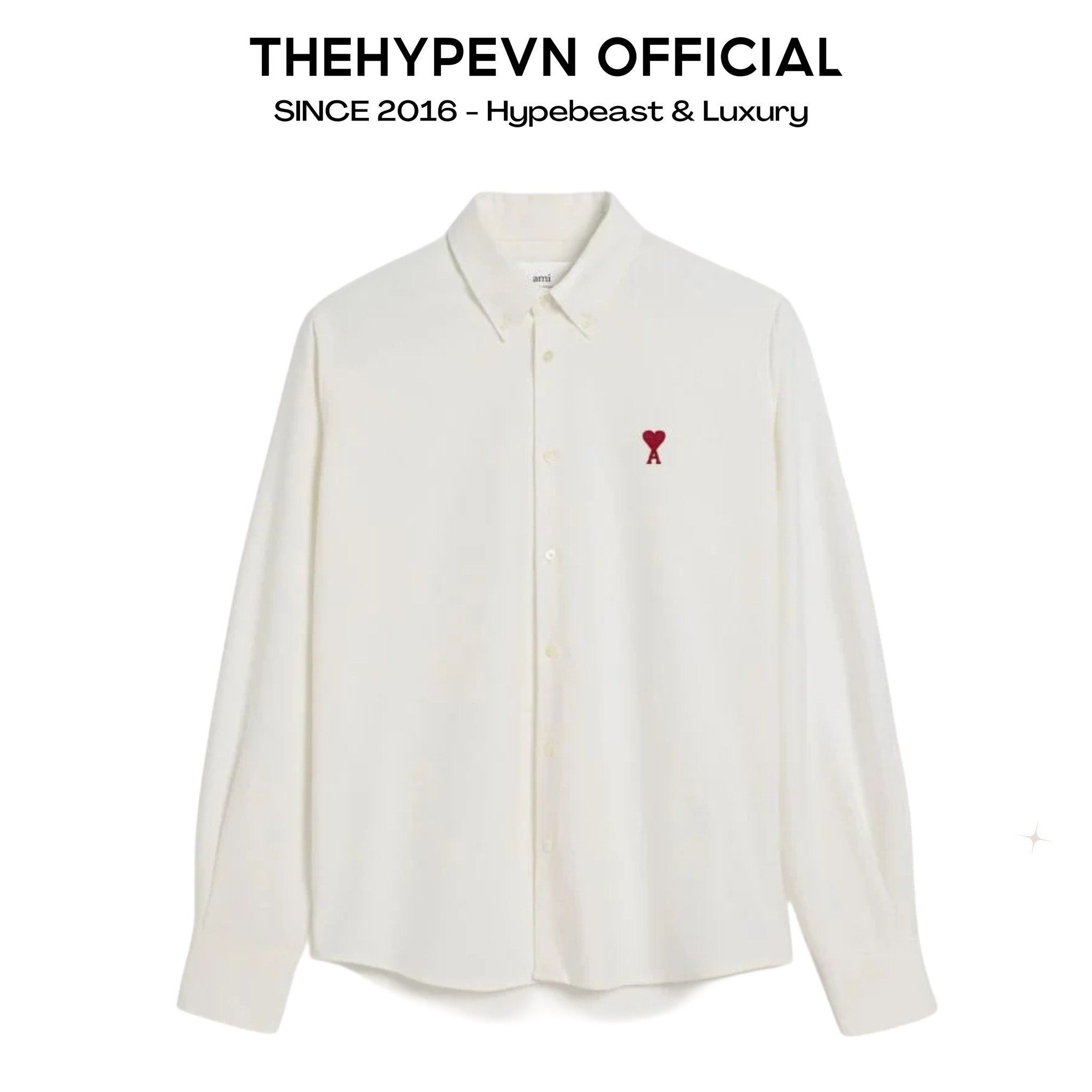 ÁO SƠ MI AMI PARIS HEART LONG SLEEVE (WHITE)