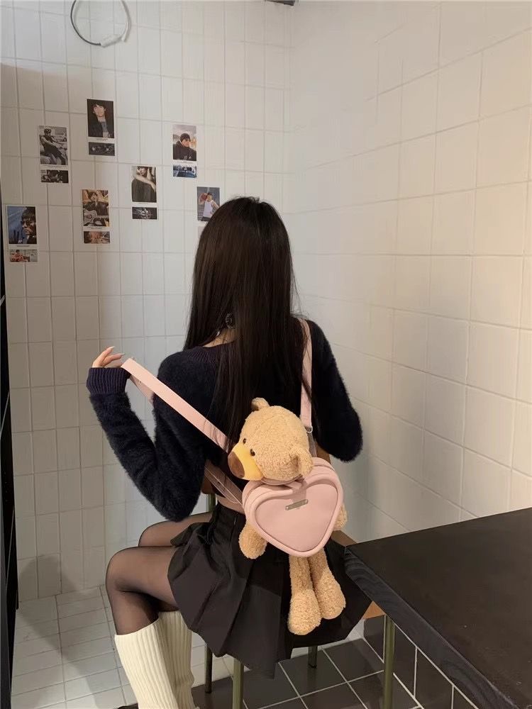 Backpack 13De Marzo Bear Heart (Pink) Best Quality
