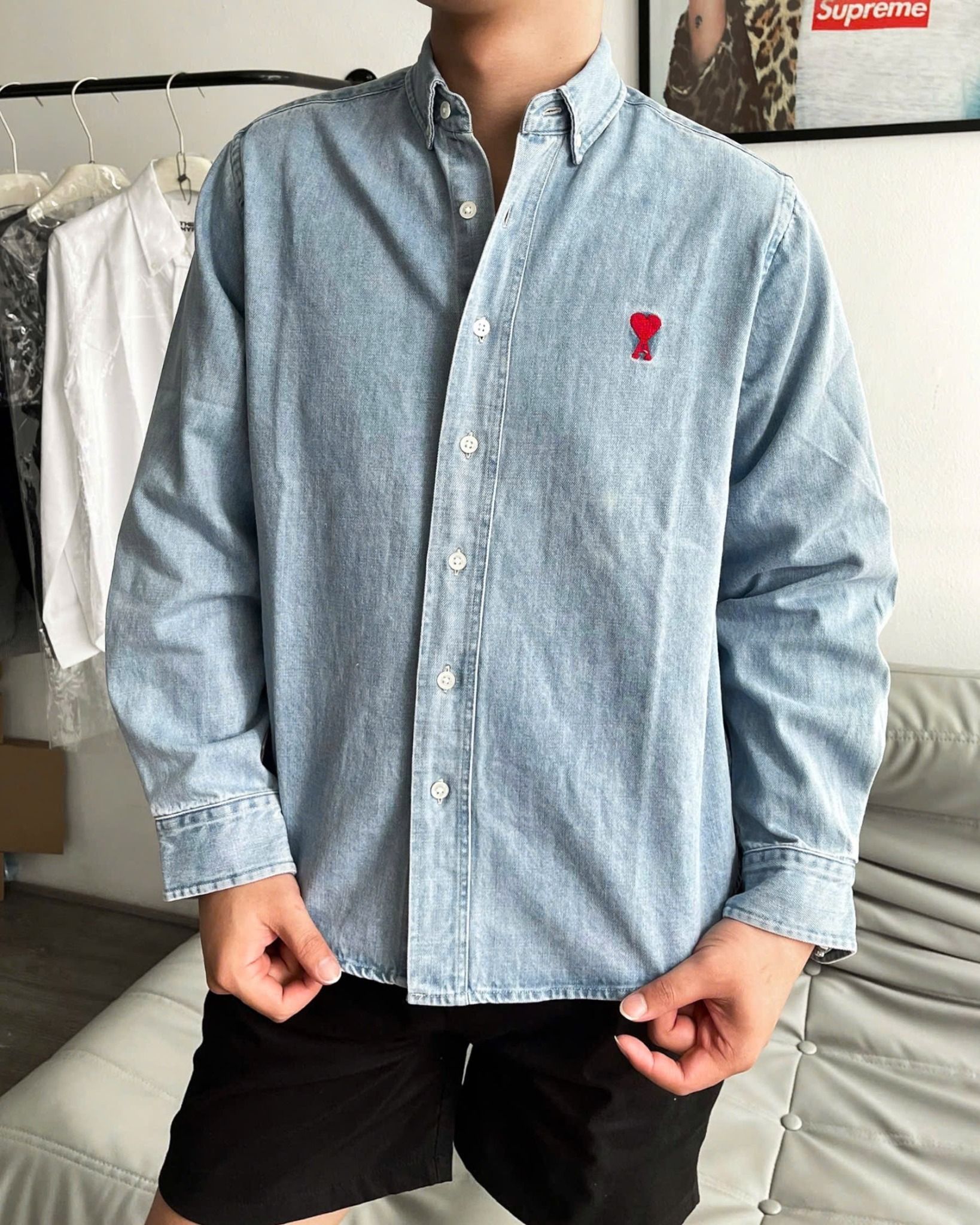 ÁO SƠ MI AMI PARIS CHEMISE HEART (BLUE DENIM)