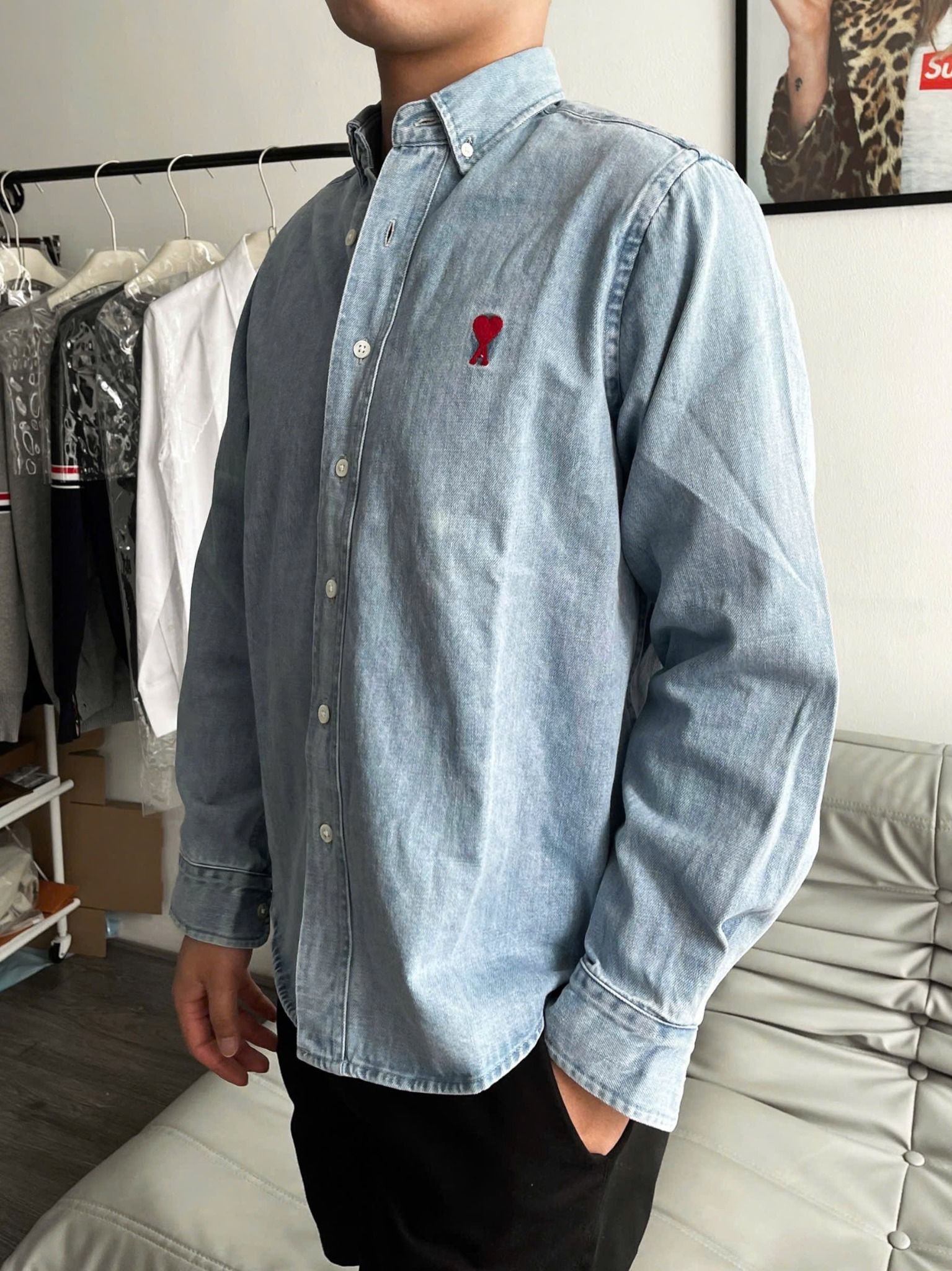 ÁO SƠ MI AMI PARIS CHEMISE HEART (BLUE DENIM)