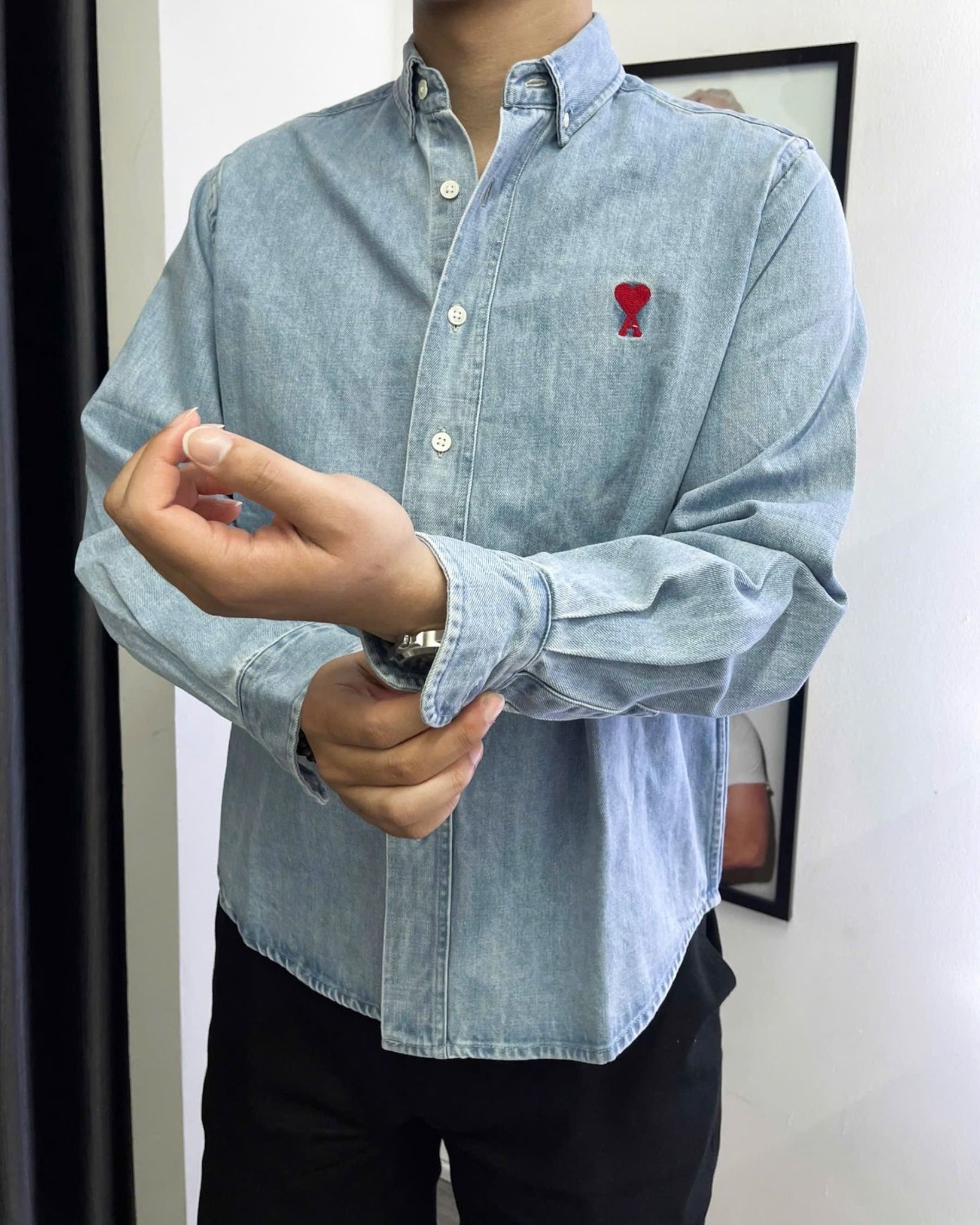 ÁO SƠ MI AMI PARIS CHEMISE HEART (BLUE DENIM)