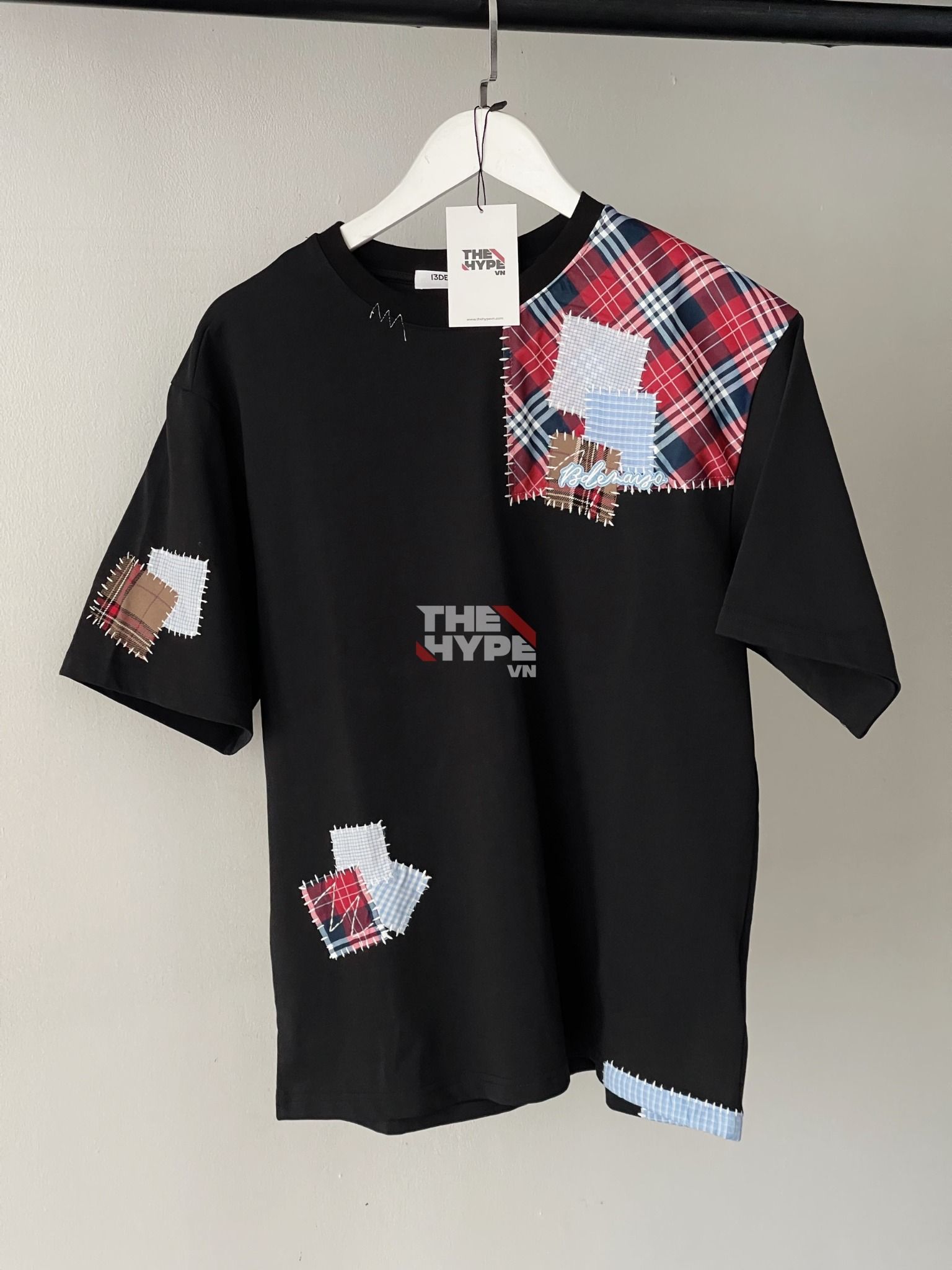 13DE MARZO TEE - Áo Thun Bear Patch Suture Denim (Black) Best Quality