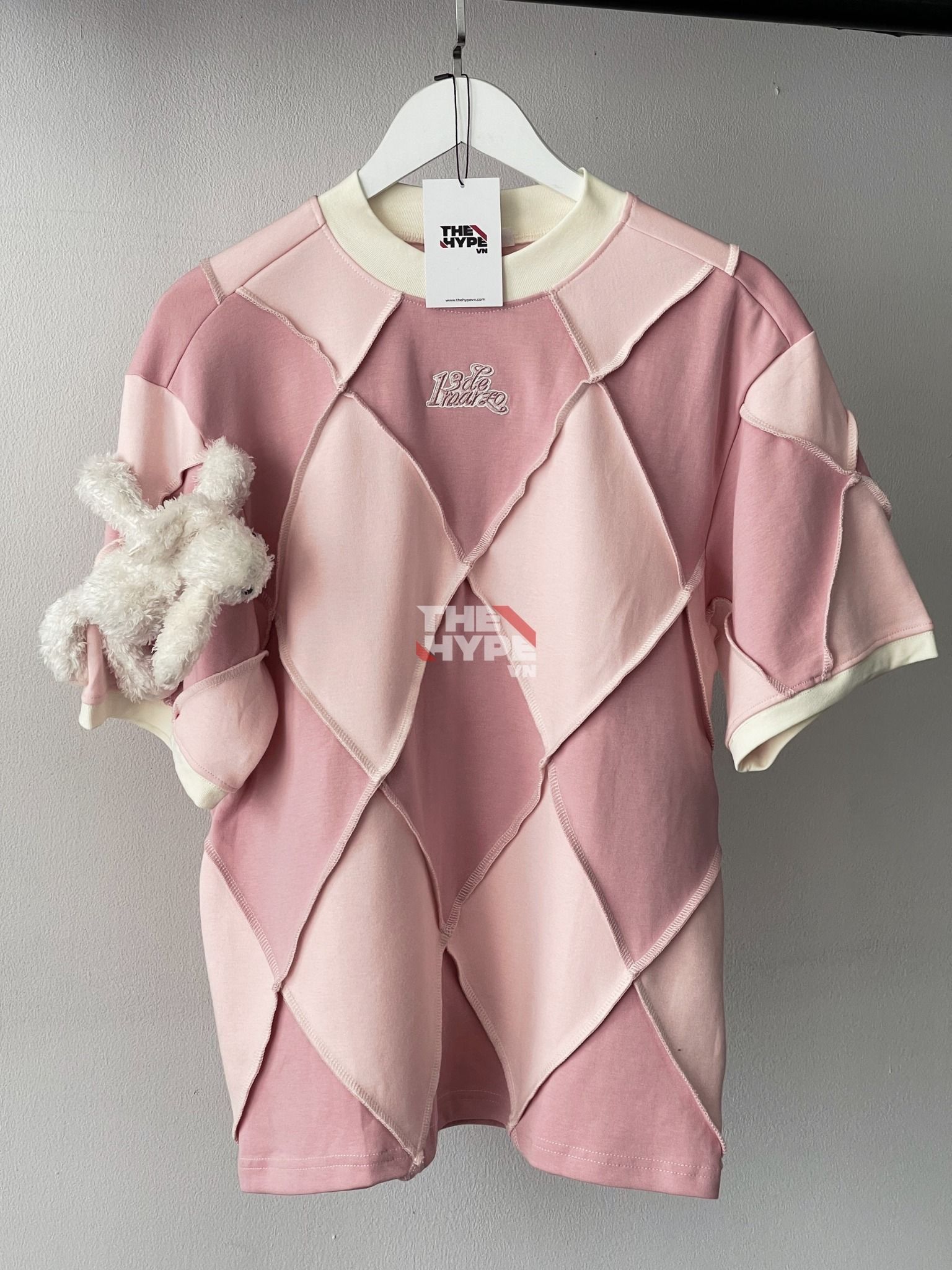 13DE MARZO TEE - Áo Thun 13DE MARZO Hemming Diamond Check (Pink) Best Quality
