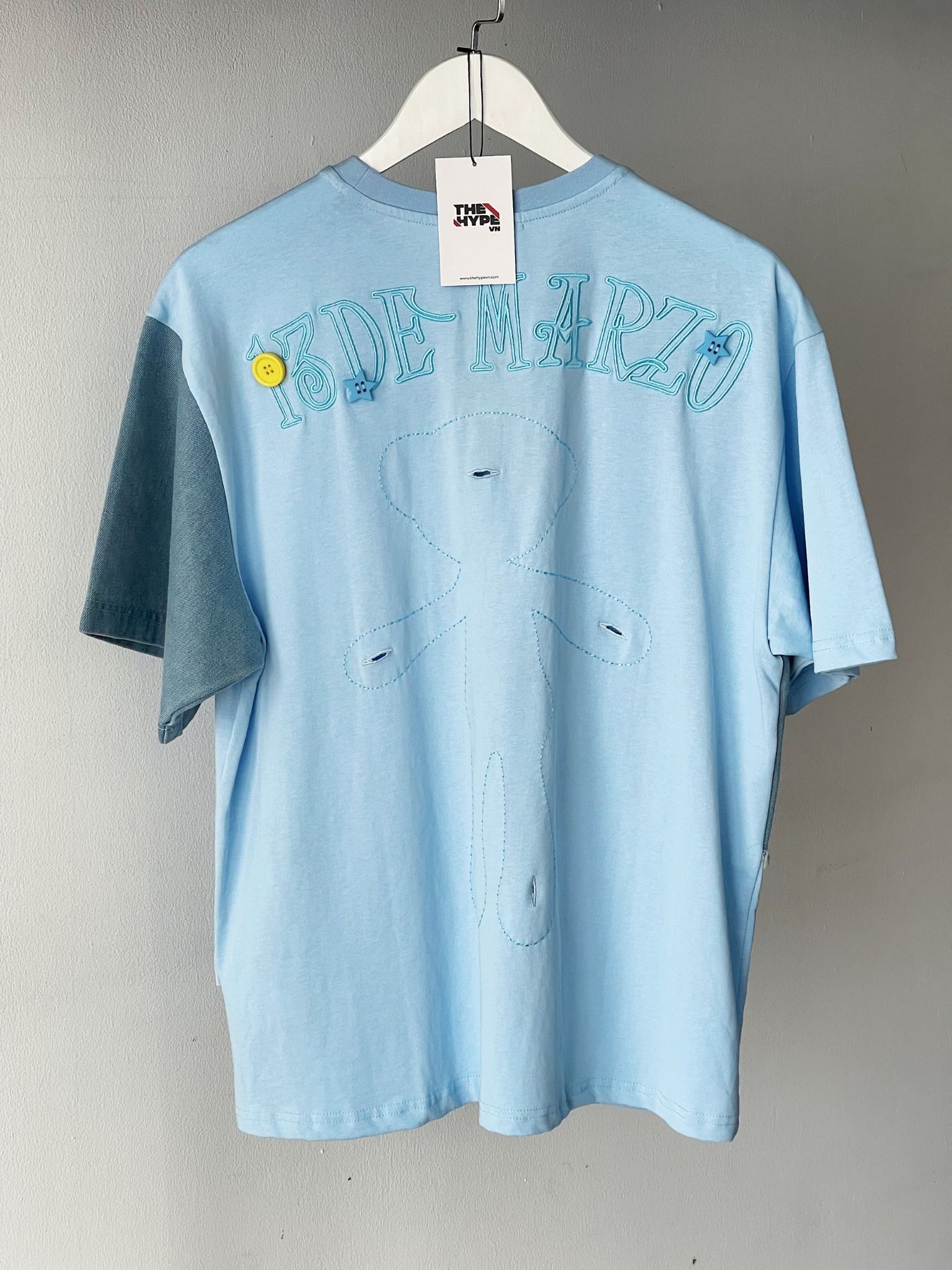 13DE MARZO TEE - Áo Thun Pop Mart Parda Bear Denim Patchwork (Blue) Best Quality
