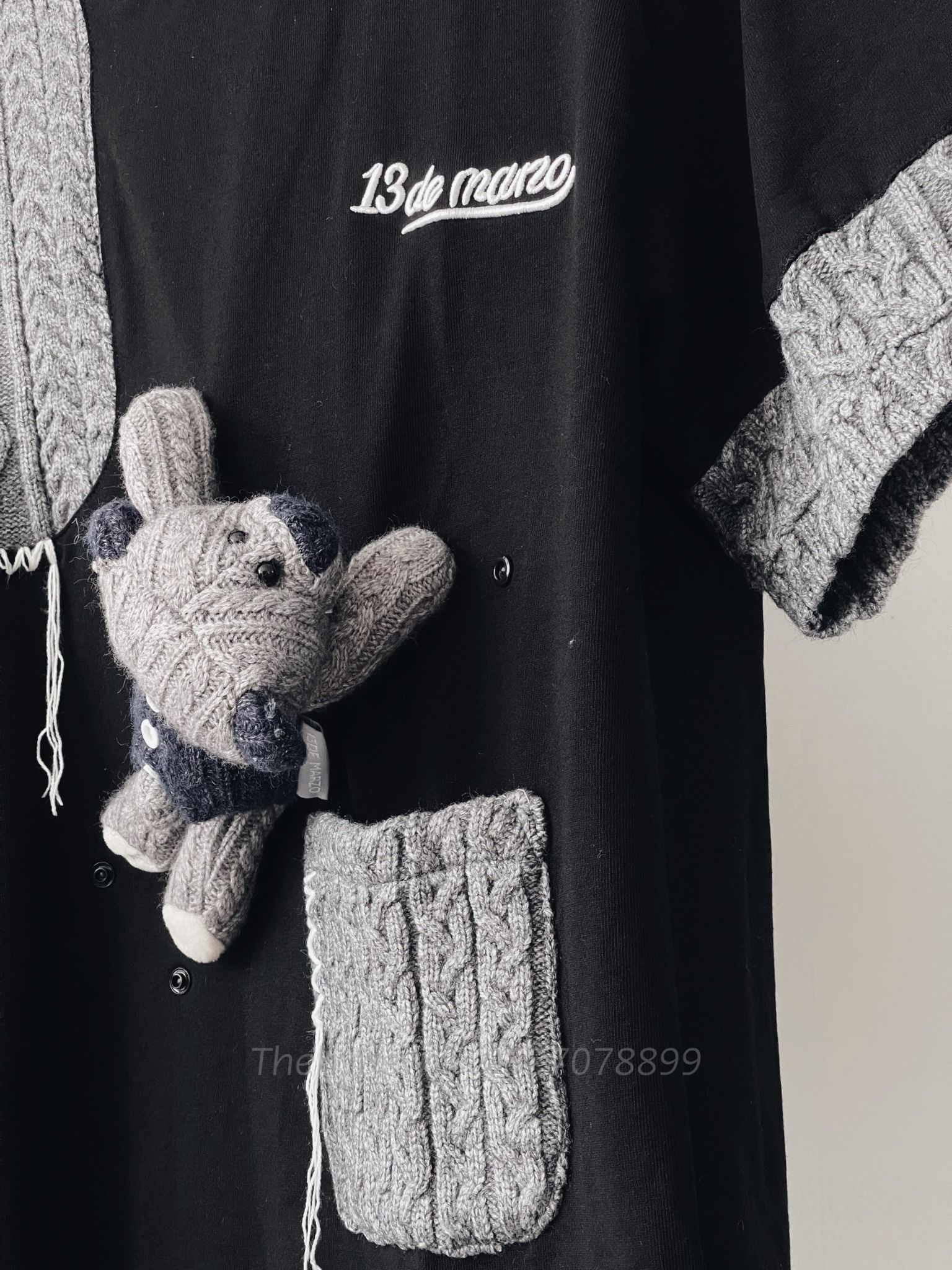 Áo Thun 13De Marzo Bear Knit Suture (Black) Best Quality