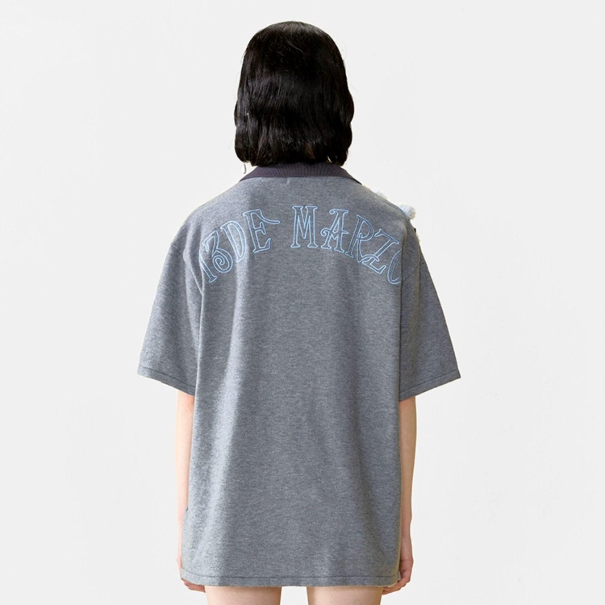 13DE MARZO TEE - Áo Thun BEAR KNIT PATCH PAPYRUS (Grey) Best Quality