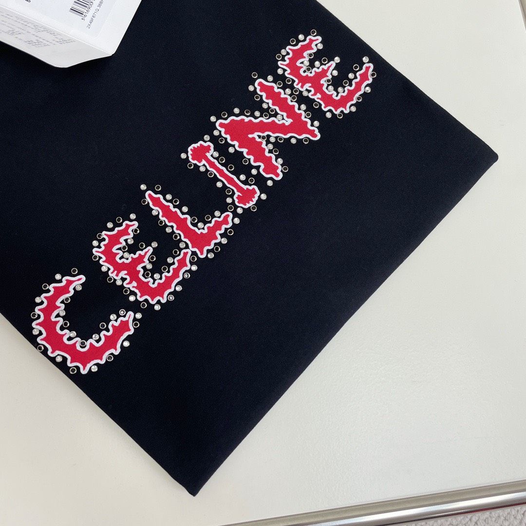 Áo thun Celine Homme Embellished Cotton-Jersey (Black) [Mirror Quality[