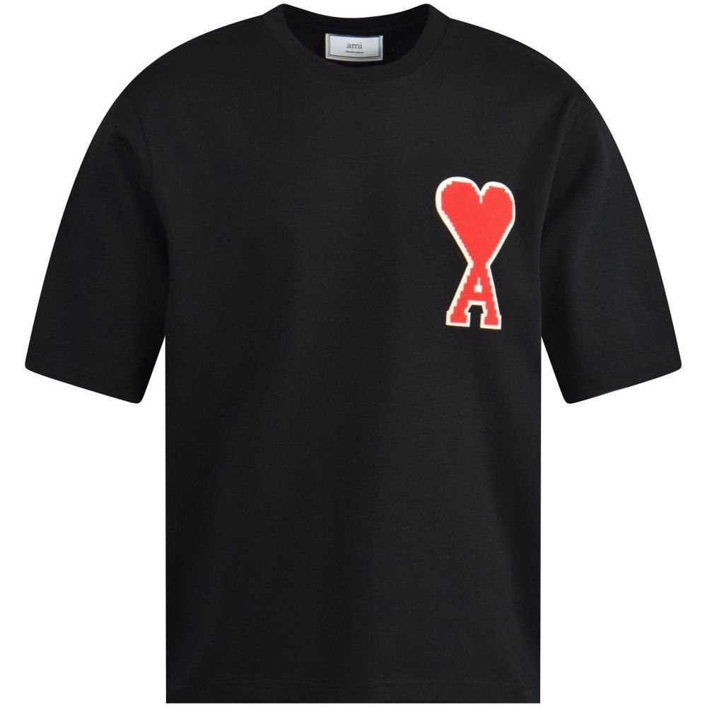 ÁO PHÔNG AMI PARIS WITH PATCH BIG HEART LOGO TEE (BLACK)