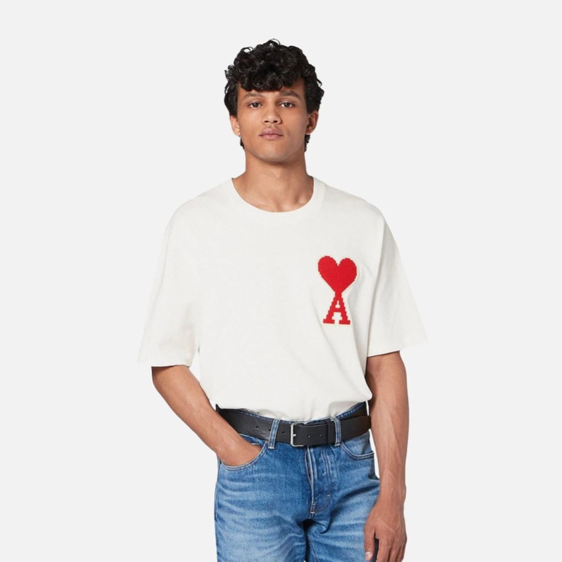 ÁO PHÔNG AMI PARIS WITH PATCH BIG HEART LOGO TEE (WHITE)