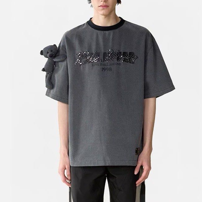 Áo 13De Marzo Bear Denim Rivet Washed (Black) Best Quality