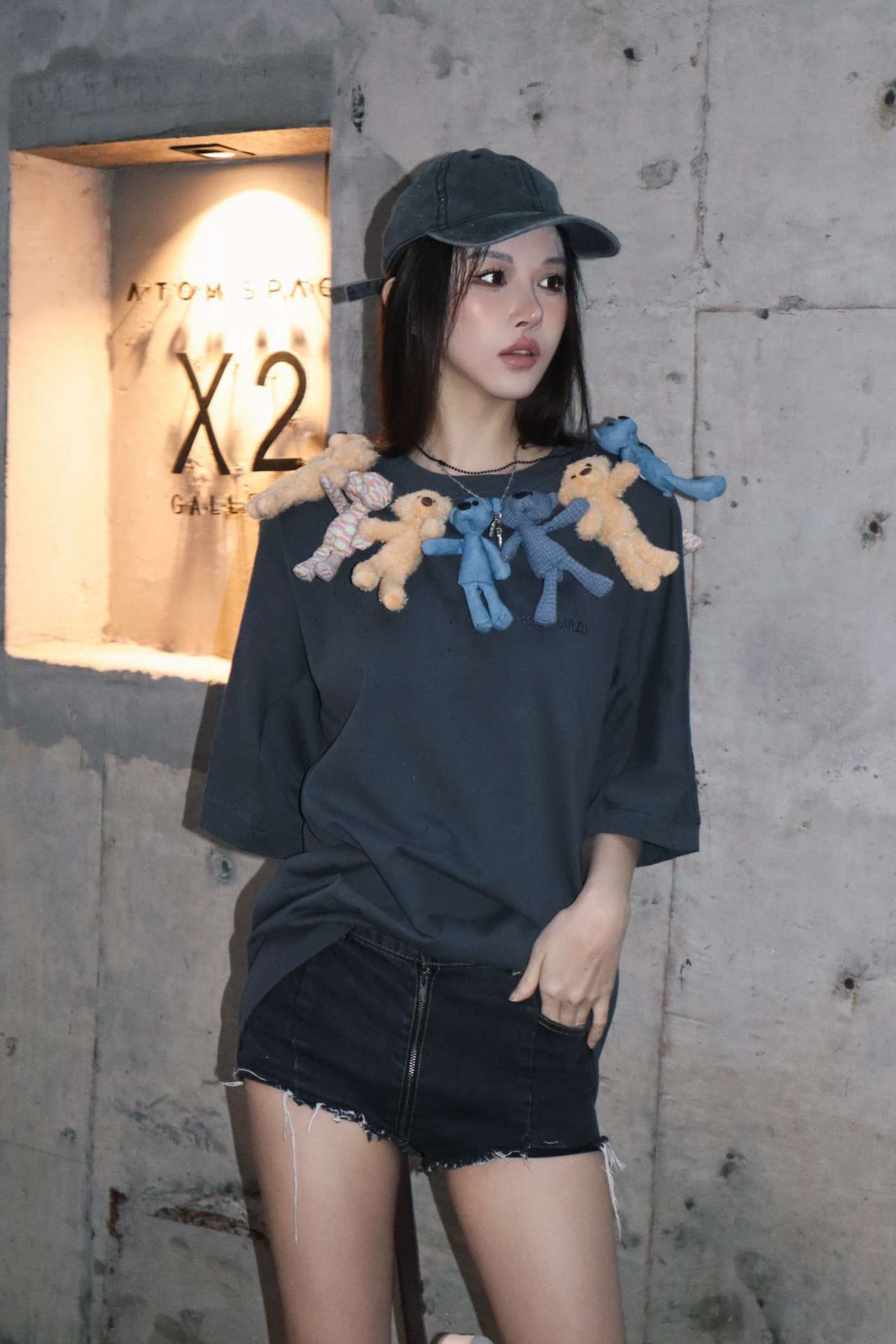 Áo Thun 13De Marzo Bear Around Neck (Grey) Best Quality