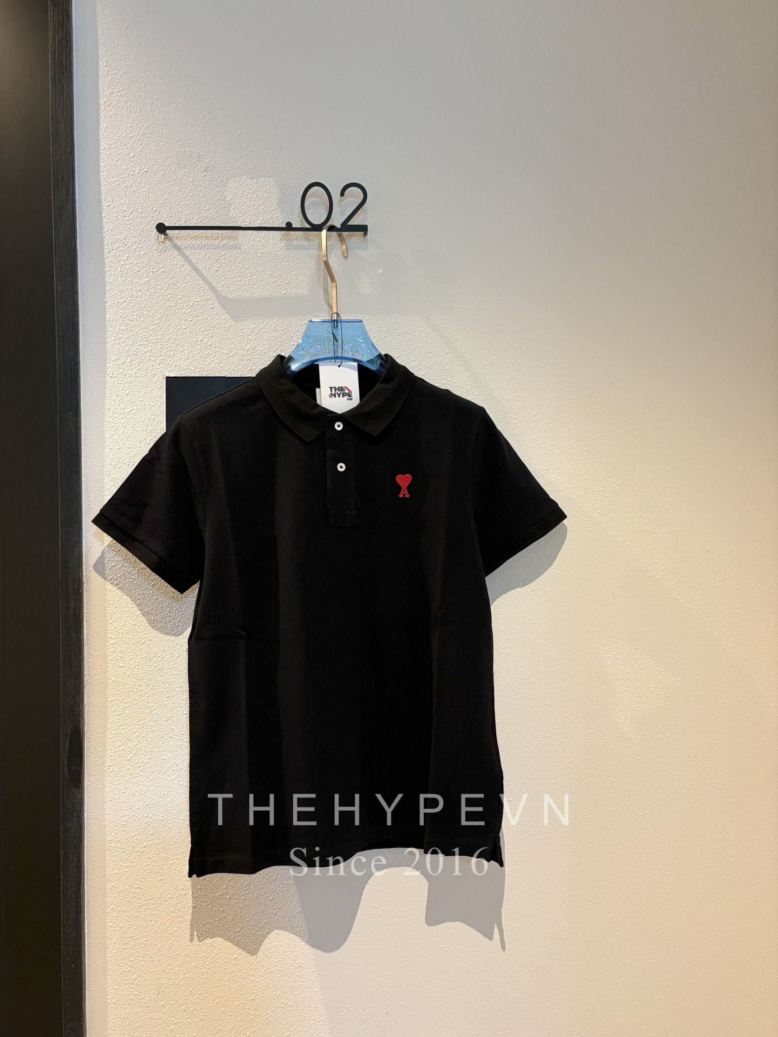 ÁO POLO AMI PARIS SMALL HEART LOGO COTTON (BLACK)