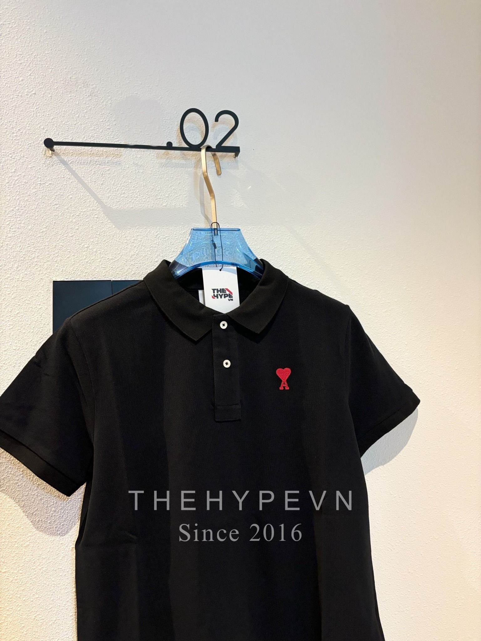 ÁO POLO AMI PARIS SMALL HEART LOGO COTTON (BLACK)