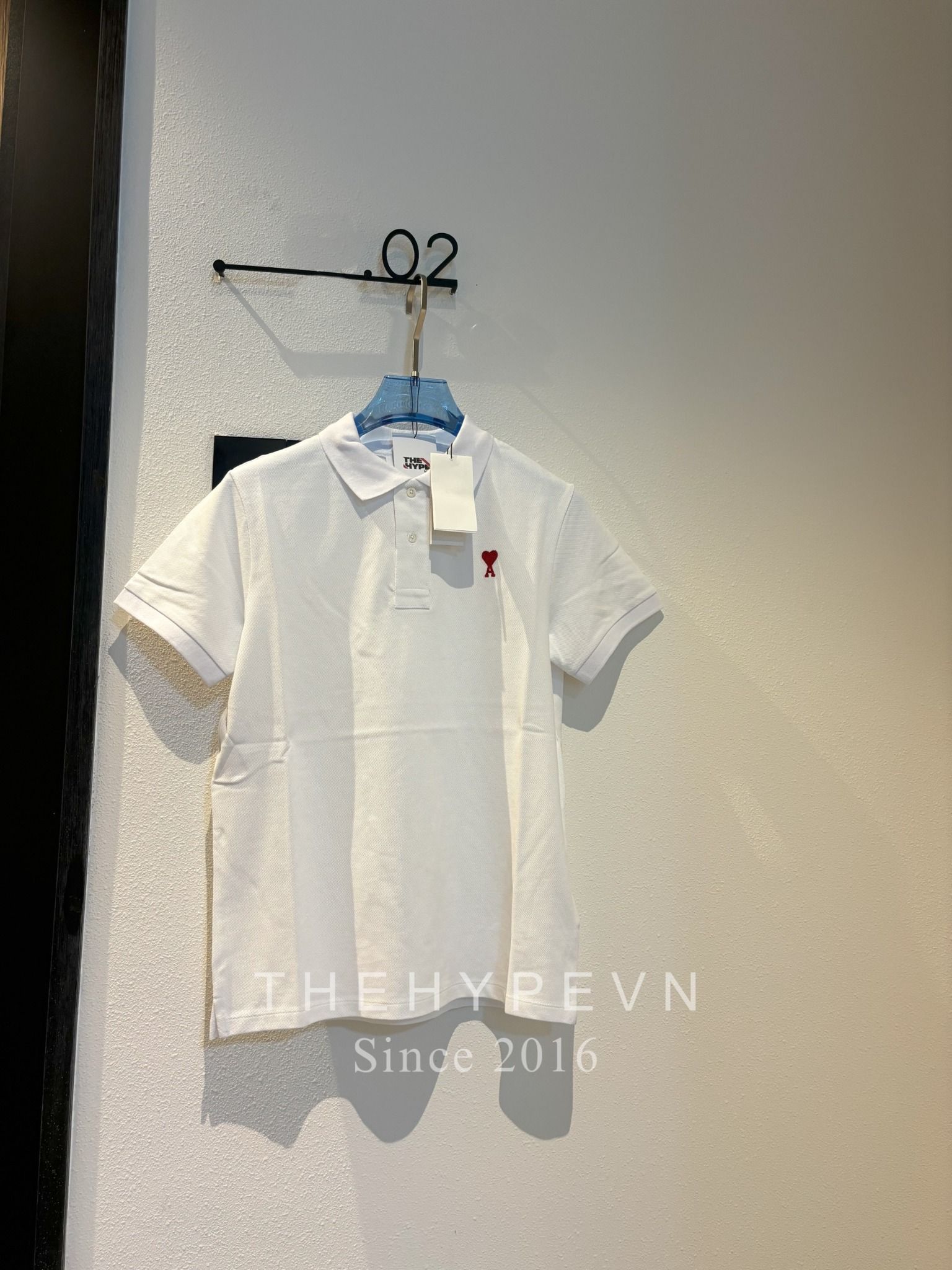 ÁO POLO AMI PARIS SMALL HEART LOGO COTTON (WHITE)