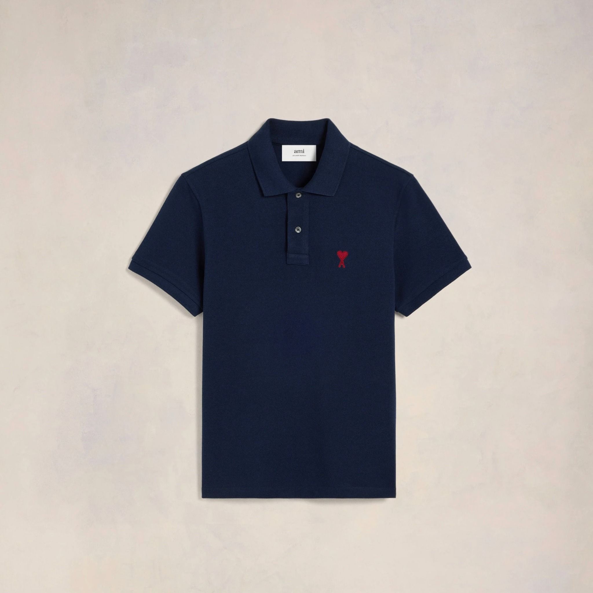 ÁO POLO AMI PARIS SMALL HEART LOGO COTTON (NAVY)