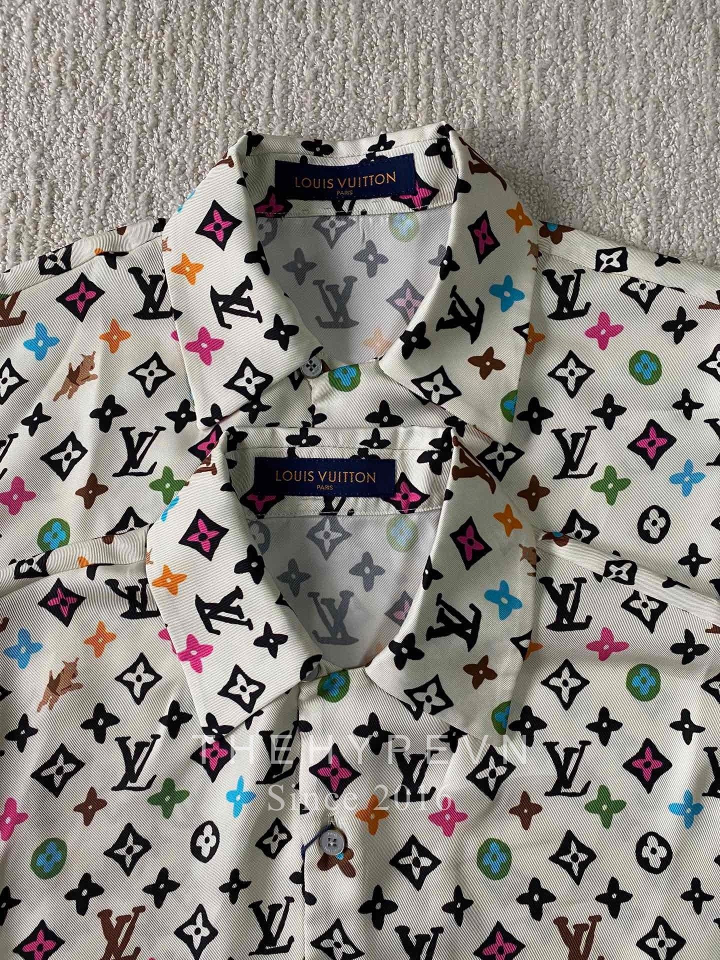 ÁO SƠ MI LOUIS VUITTON LV PRINTED SILK COLOR MONOGRAM JACKET (CREAM)