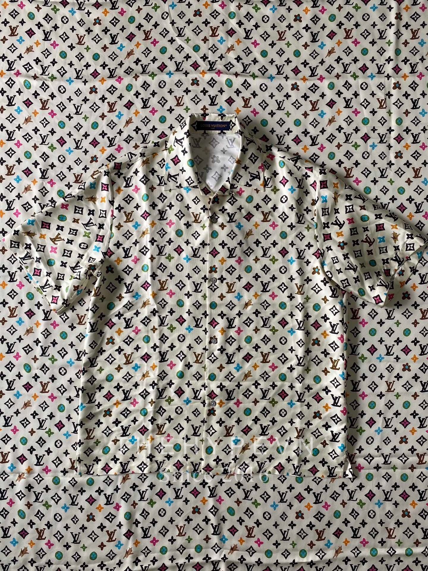 ÁO SƠ MI LOUIS VUITTON LV PRINTED SILK COLOR MONOGRAM JACKET (CREAM)