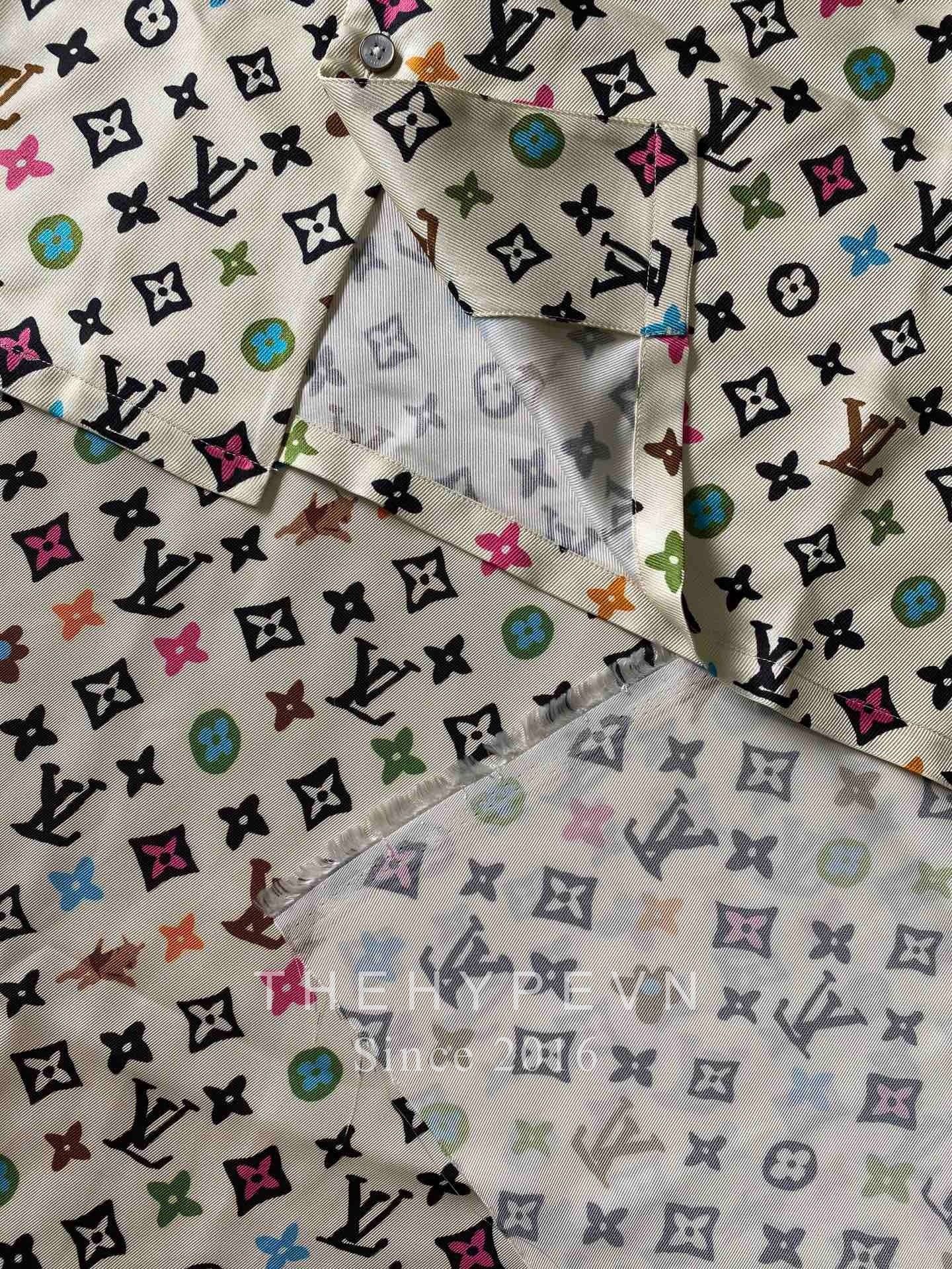 ÁO SƠ MI LOUIS VUITTON LV PRINTED SILK COLOR MONOGRAM JACKET (CREAM)