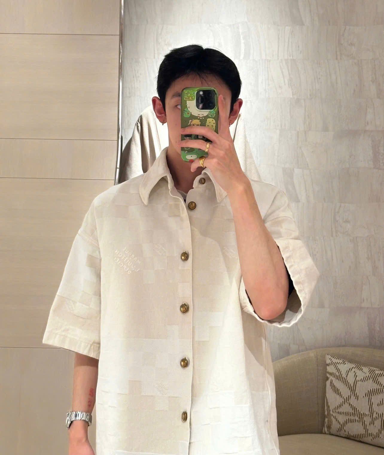ÁO SƠ MI LOUIS VUITTON LV DAMIER DENIM JACKET (CREAM)