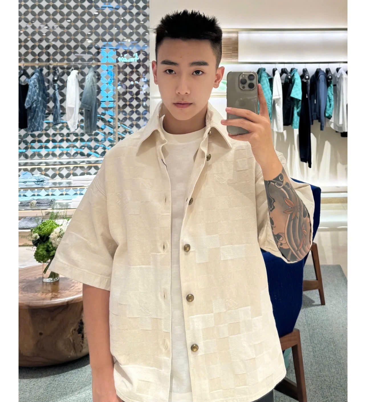 ÁO SƠ MI LOUIS VUITTON LV DAMIER DENIM JACKET (CREAM)