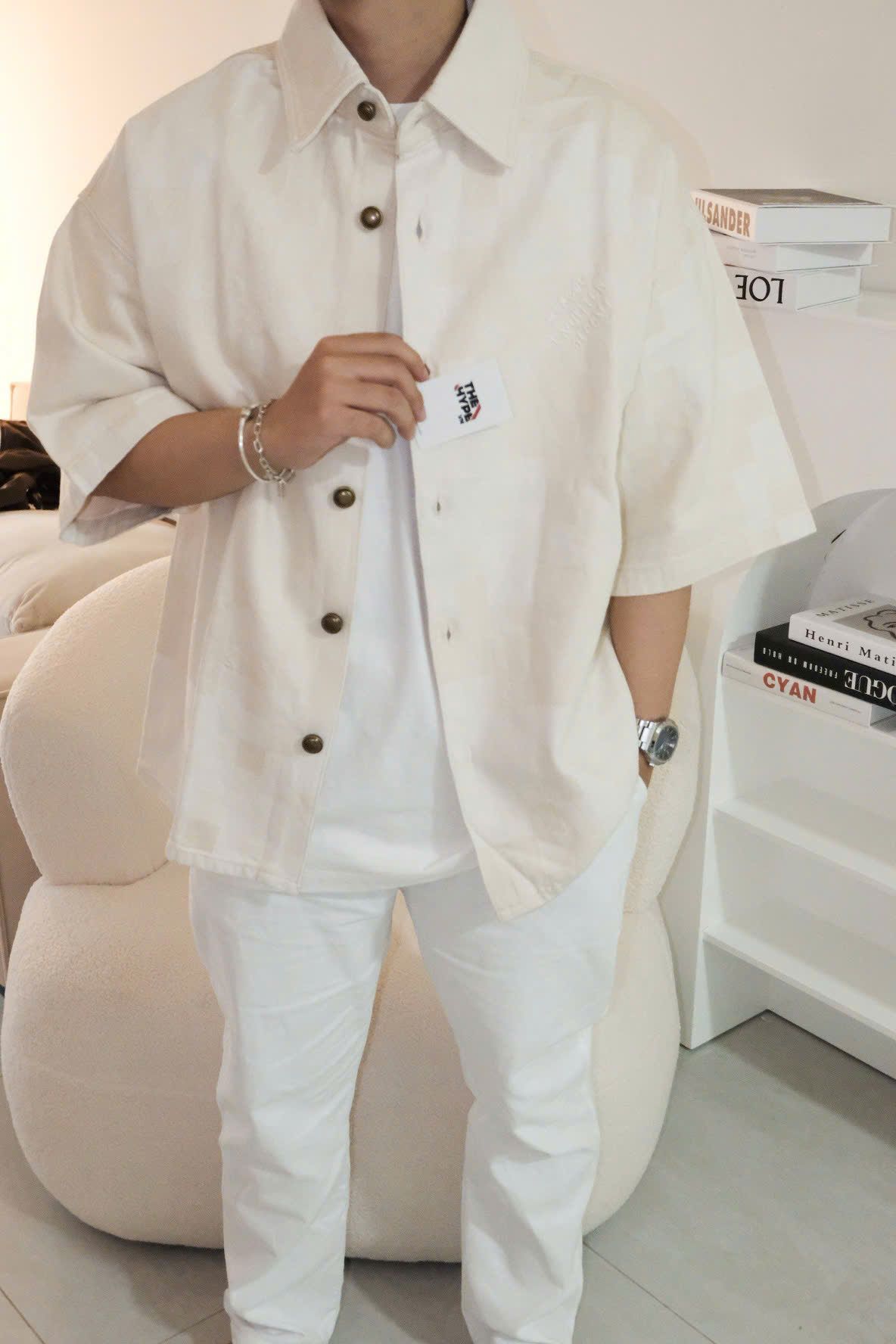 ÁO SƠ MI LOUIS VUITTON LV DAMIER DENIM JACKET (CREAM)