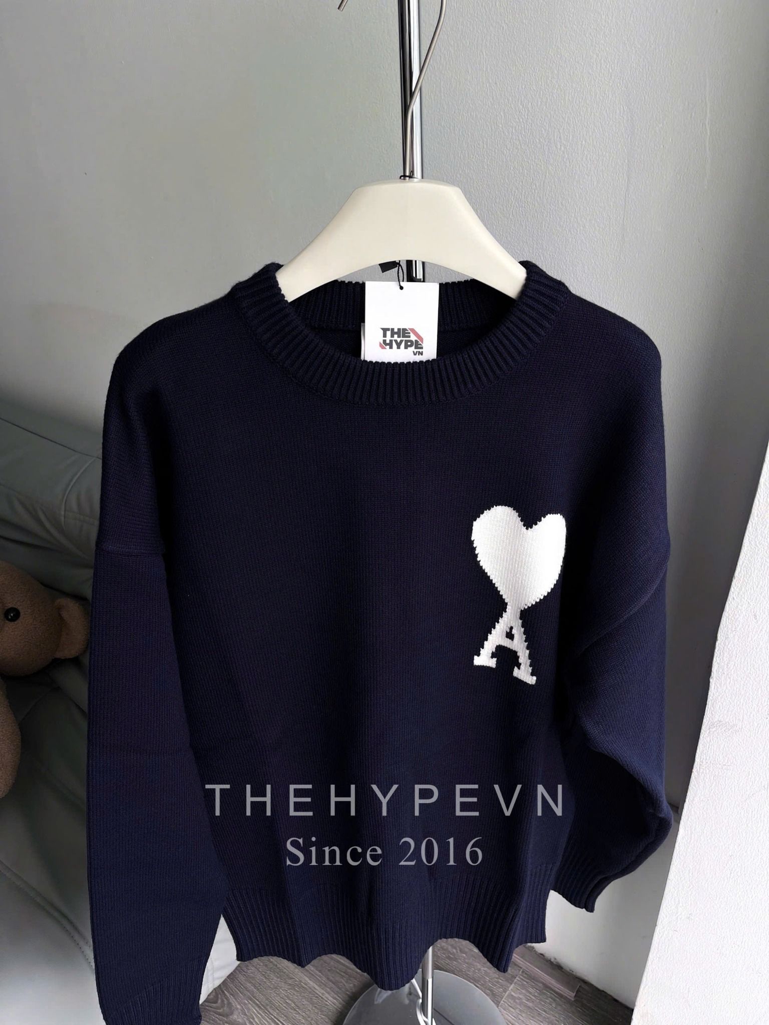 ÁO SWEATER AMI PARIS BIG HEART LOGO (NAVY)
