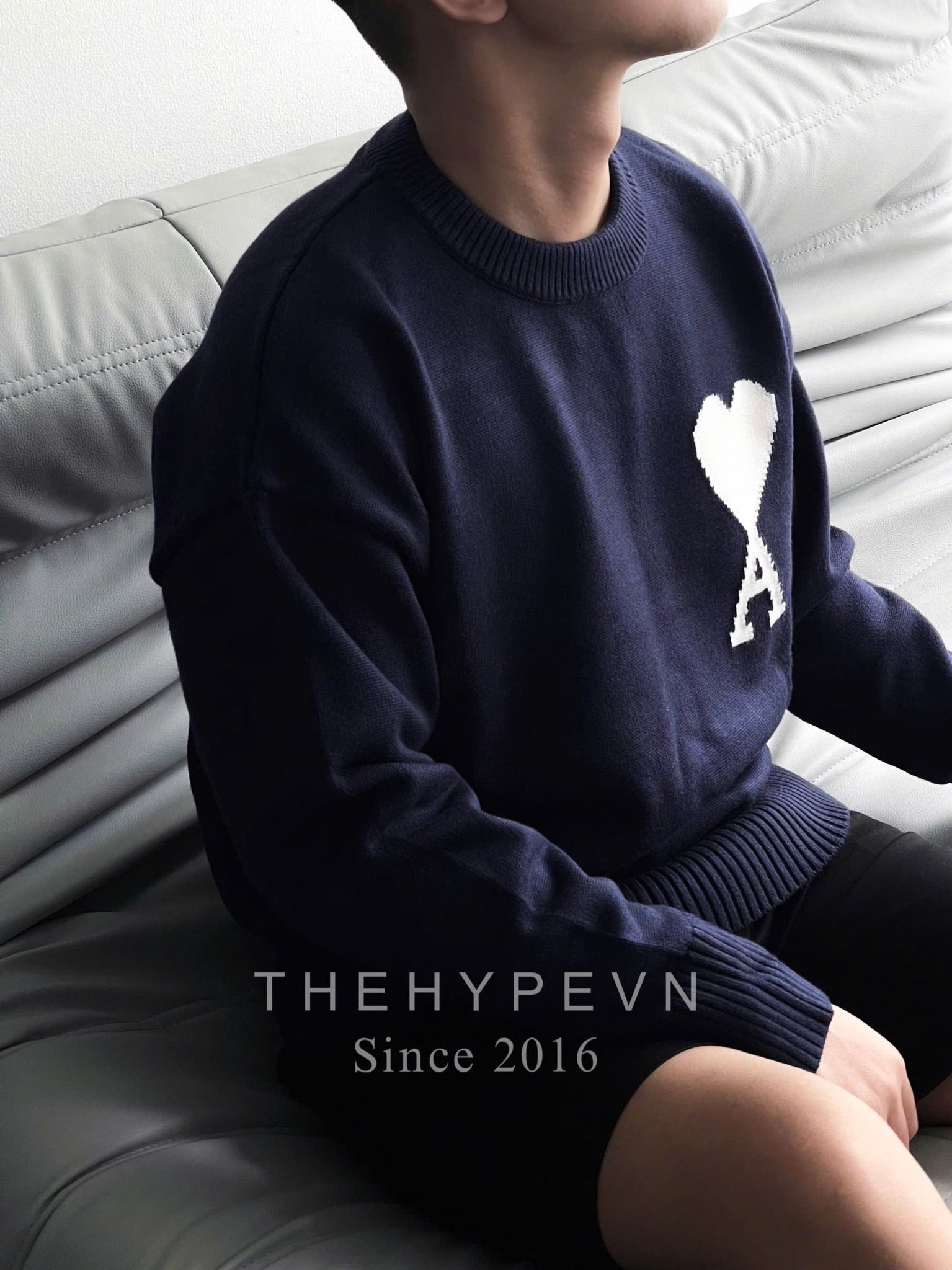 ÁO SWEATER AMI PARIS BIG HEART LOGO (NAVY)