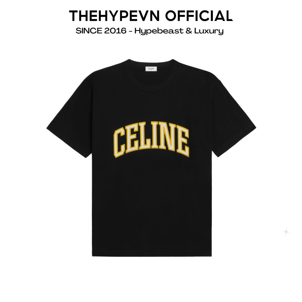 ÁO THUN CELINE COLLEGE CRACKED EFFECT (BLACK)