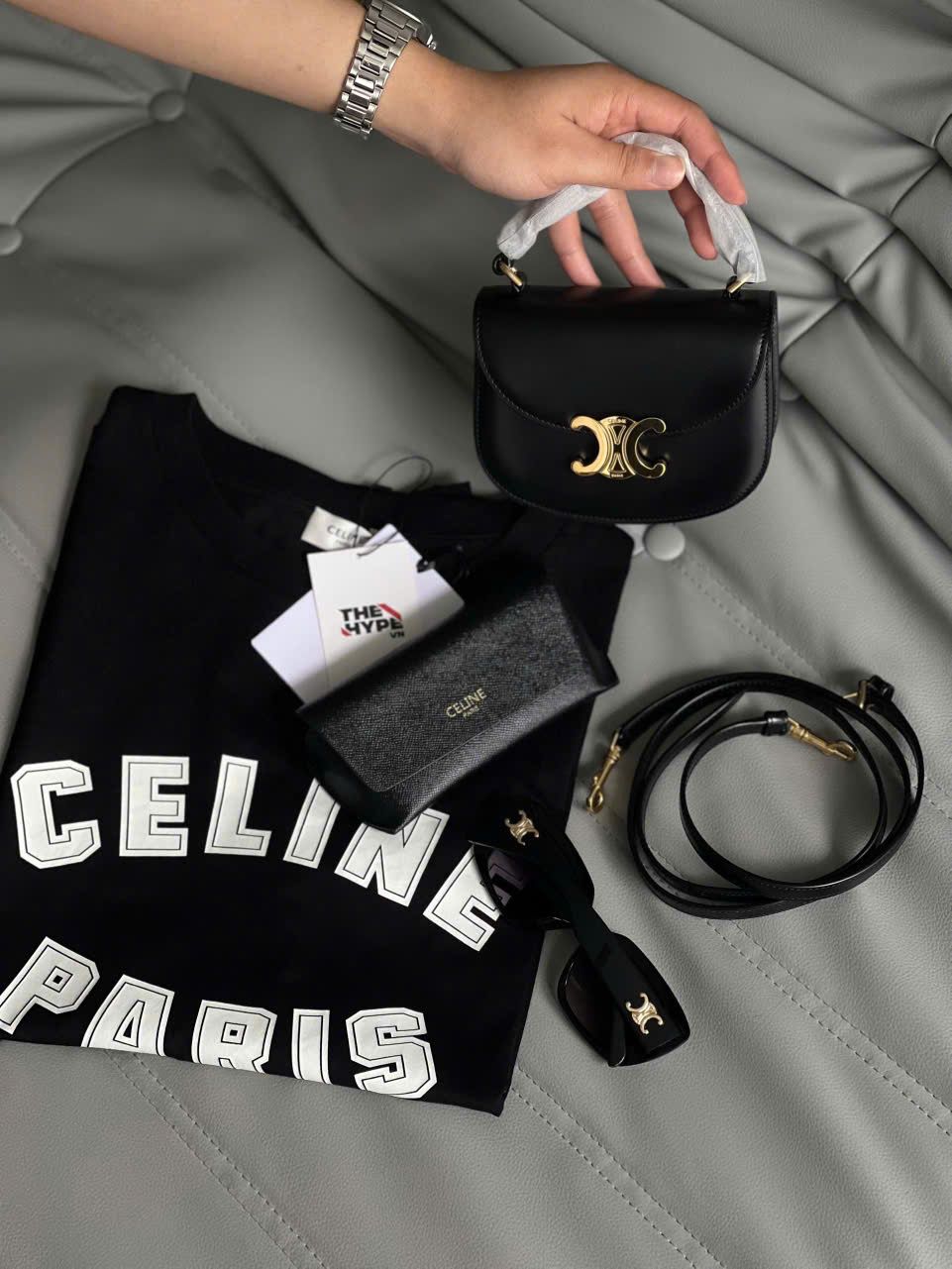 ÁO THUN CELINE LOOSE PARIS LOGO (BLACK)