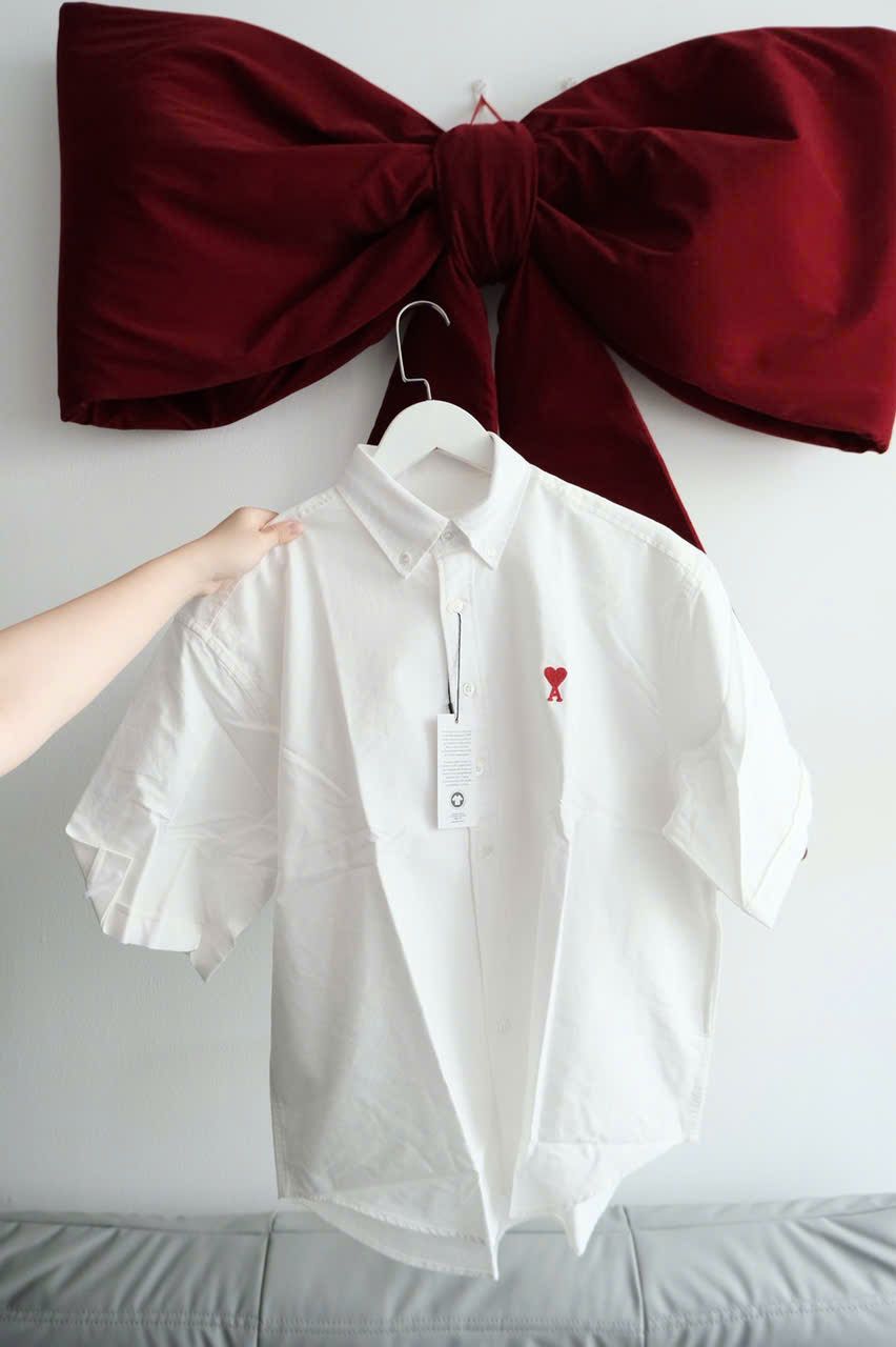 ÁO SƠ MI AMI PARIS BOXY SHORT SLEEVE OXFORD (CRAIE)