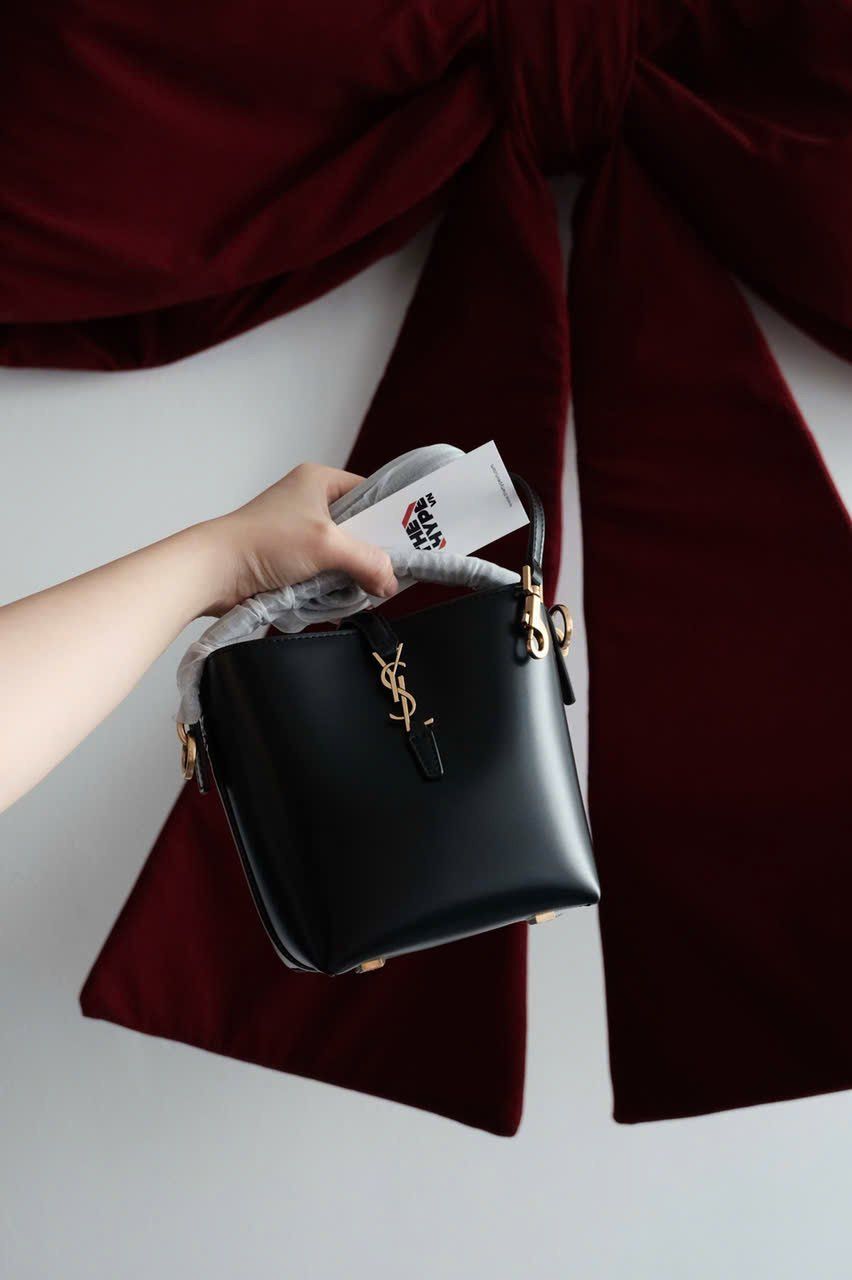 TÚI SAINT LAURENT YSL LE 37 SHINY LEATHER (BLACK)
