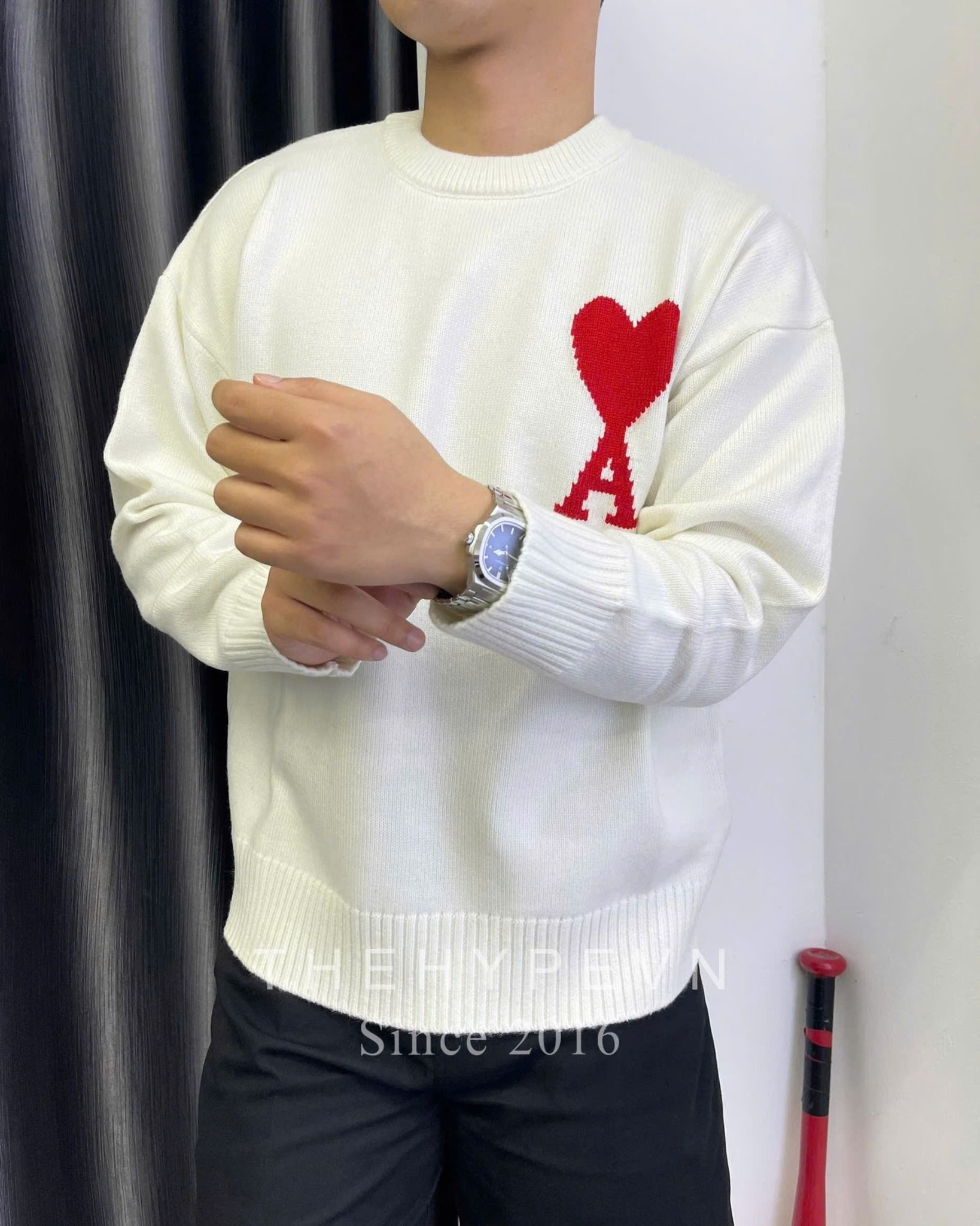 ÁO SWEATER AMI PARIS BIG HEART MERINO WOOL (WHITE)